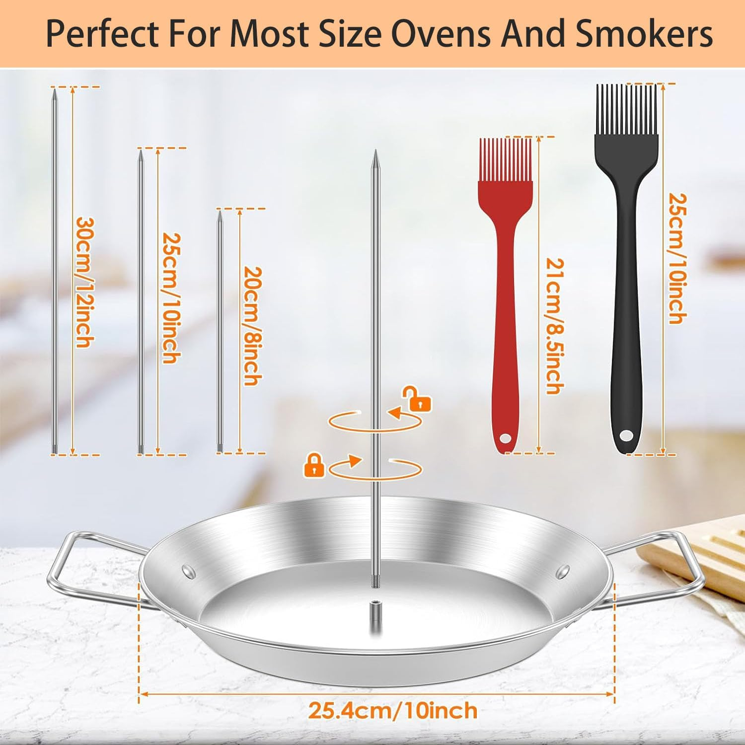 Vertical Skewer Grill, 304 Stainless Steel Vertical Skewer with 8/10/12Inch Roasting Sticks, Reusable Vertical Barbecue Rack Vertical Roasting Pans Grill Accessory for Picnic Kebabs image number 1