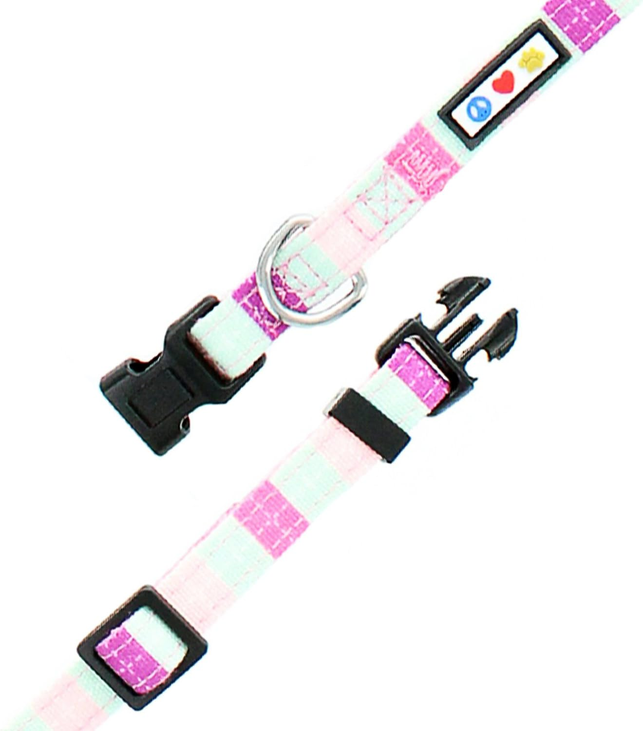 Pawtitas Pet Soft Adjustable Solid Color Nylon Puppy/Dog Collar Personalized Customizable Dog Collar Embroidered Customize W Pet Name & Phone Number X-Small Teal/Pink/Purple image number 2