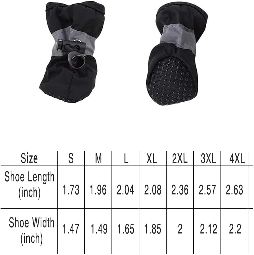 AIMALL 4PCS Anti-Slip Waterproof Dog Shoes with Reflective Strips Durable Pet Rain Boots Comfortable Fabric for Small and Large Dogs image number 1