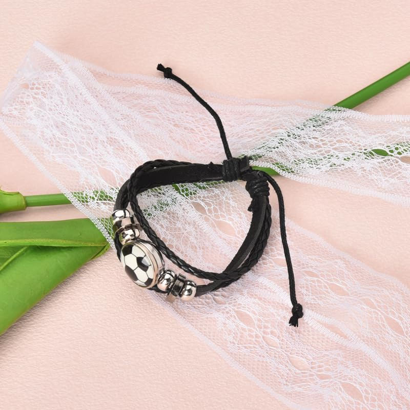 Sisadodo Soccer Basketball Bracelet for Son Daughter Graduation Birthday Gifts for Grandson Granddaughter Rugby Leather Bracelets image number 1