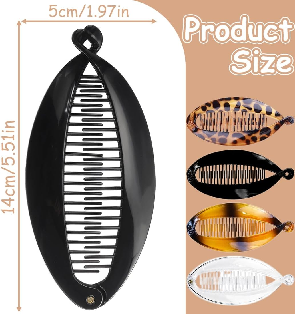 Pack of 8 Vintage Fishtail Hair Clips, Banana Clip, Fishtail Hair Clip, Non-Slip Hair Clip, Curly or Straight Hair, for Decoration or Solid Hair image number 3