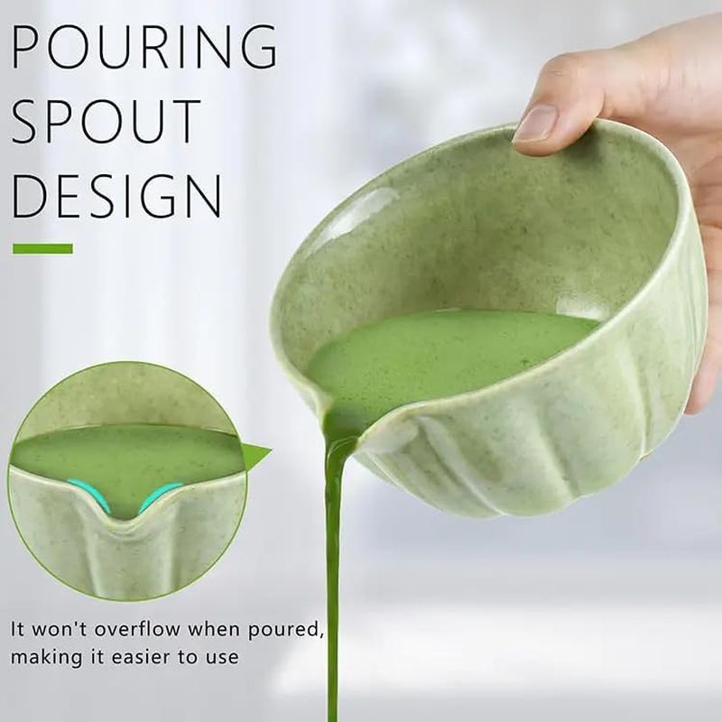 Bushora Matcha Whisk Set &ndash; Handcrafted Ceramic Bowl, 100% Natural Bamboo Whisk,Scoop, 5-Piece Japanese Matcha Tea Set for Smooth,Frothy Matcha image number 3