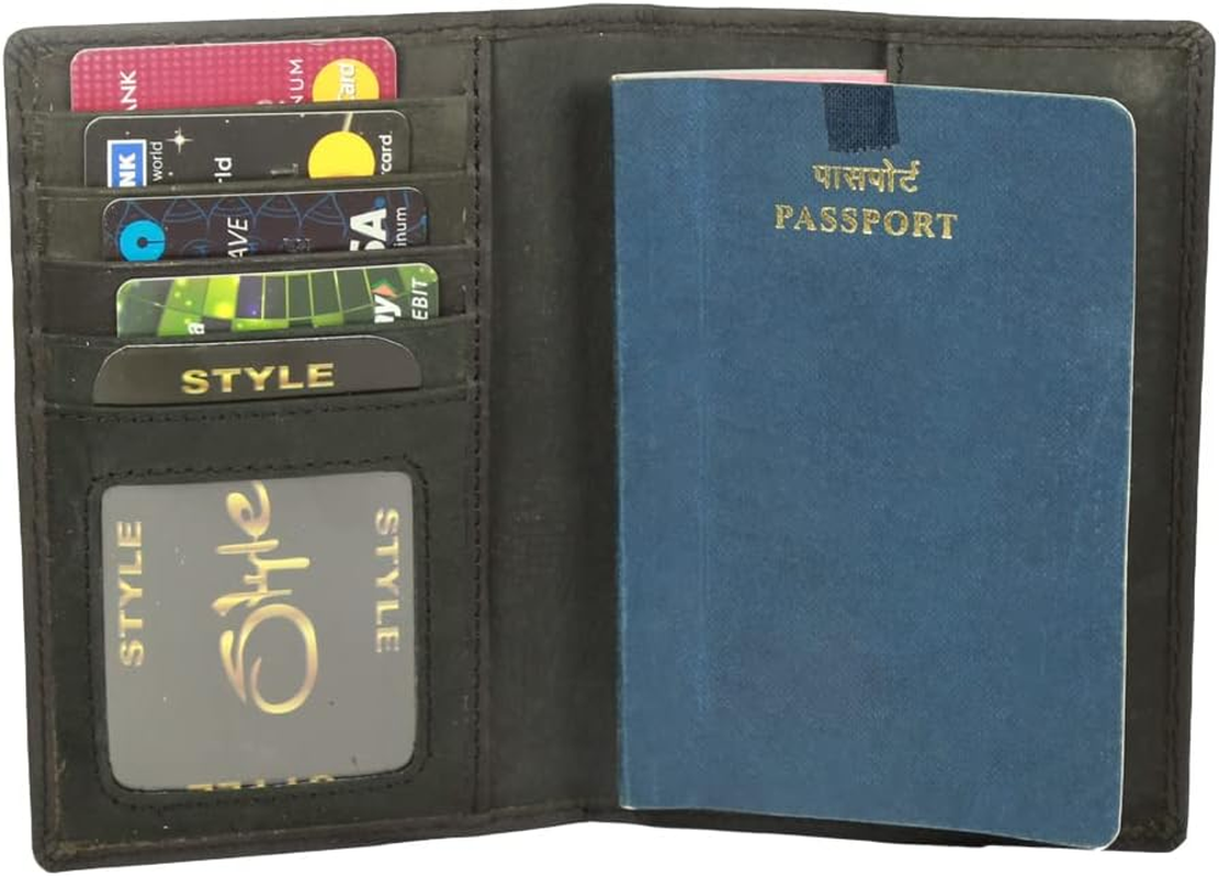 STYLE SHOES Black Smart and Stylish Leather Passport Holder, Black, Luggage image number 6