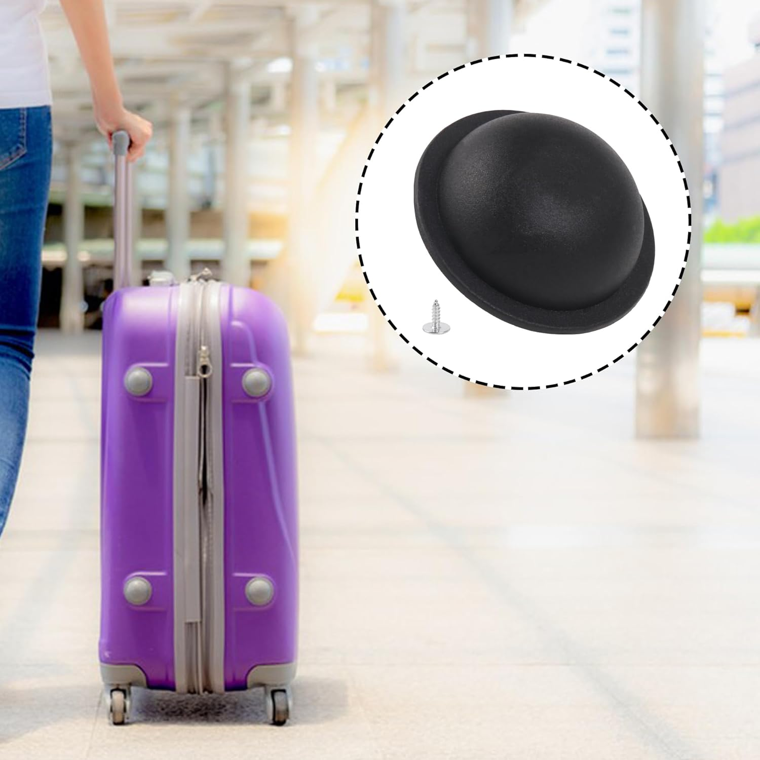 RDEXP 1 Pcs Suitcase Side Foot Nail Bracket round Type for Luggage 1.57"X 0.55" image number 2