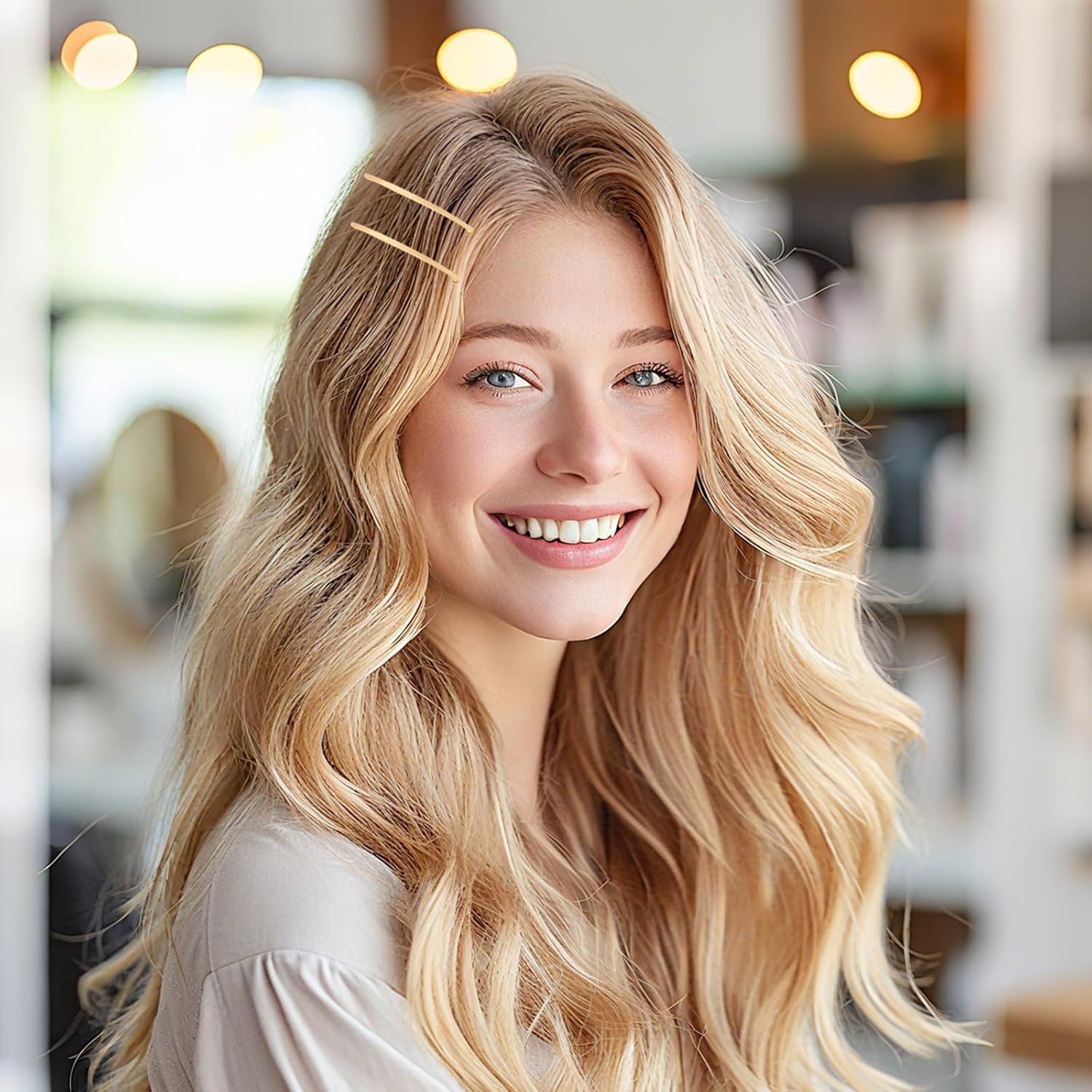 Pack of 50 Gold Hair Pins, Long Flat Bobby Pins, Blonde, Metal Hair Clips, Large, Hair Clip, Bobby Pin, Golden Jumbo Hair Clips, for Thick Bun, Updo Hairstyles, Women, Girls, All Hair Types image number 2