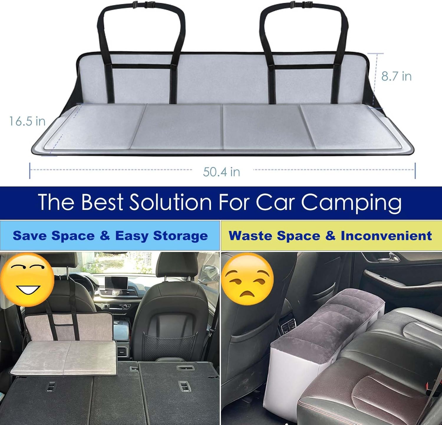 (Black) Car Camping Essentials,Increase Cargo Car Bed Space,Mattress Accessories for SUV with Flate Trunk,Tesla Model Y,Rav4,Crv,X-Trail,Outback,Highlander,Kuga,Tiguan,Cherokee,Equinox,Explorer image number 4