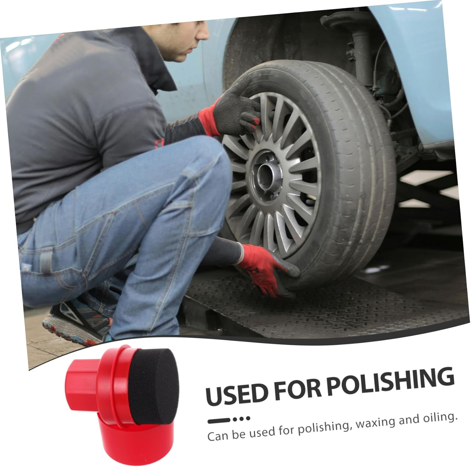 GLEAVI Automotive Buffer Polisher Pad Car Wax Applicator Pad Tire Polishing Brush Car Wash Tool image number 5