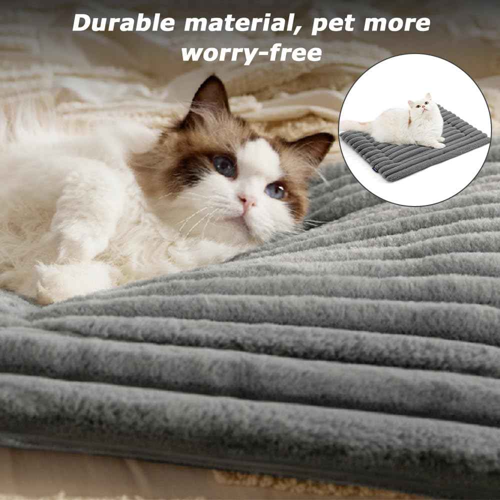 MOTRAIN Self Warming Cat Heating Pad, Extra Warm Thermal Cat Dog Bed with Non-Slip Bottom, Self-Heating Dog Bed Mat Washable Cat Warmer Mat for Feral and Indoor Pets, 30X20Inch, Grey image number 4