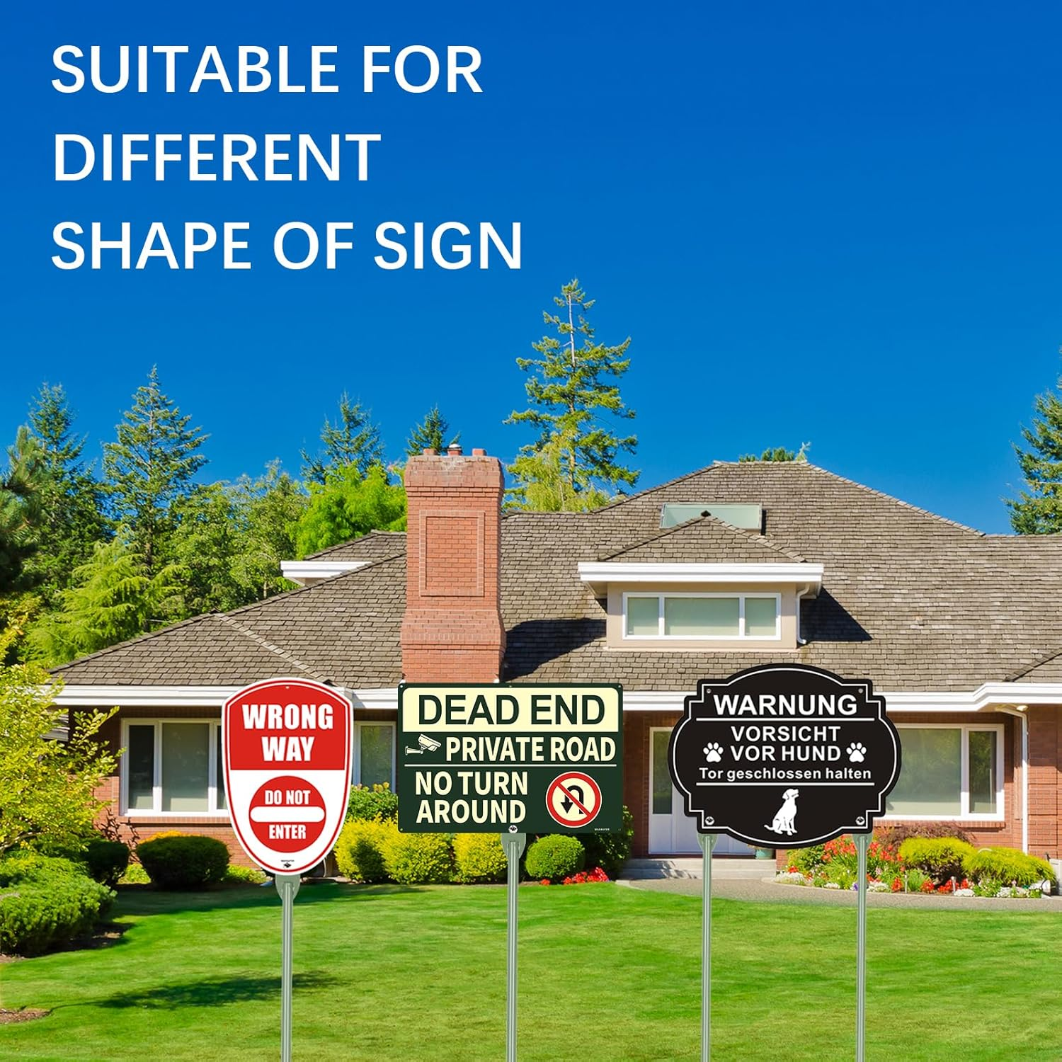 Pack of 4 Metal Yard Sign Stakes, Length 16.5 Inches Thickness 0.3 Inches for Ground Yard Lawn, Rust, Wind & Dust Resistant Sturdy Metal Stake, Not Easy to Shake, Color Available (Black) - Green image number 4