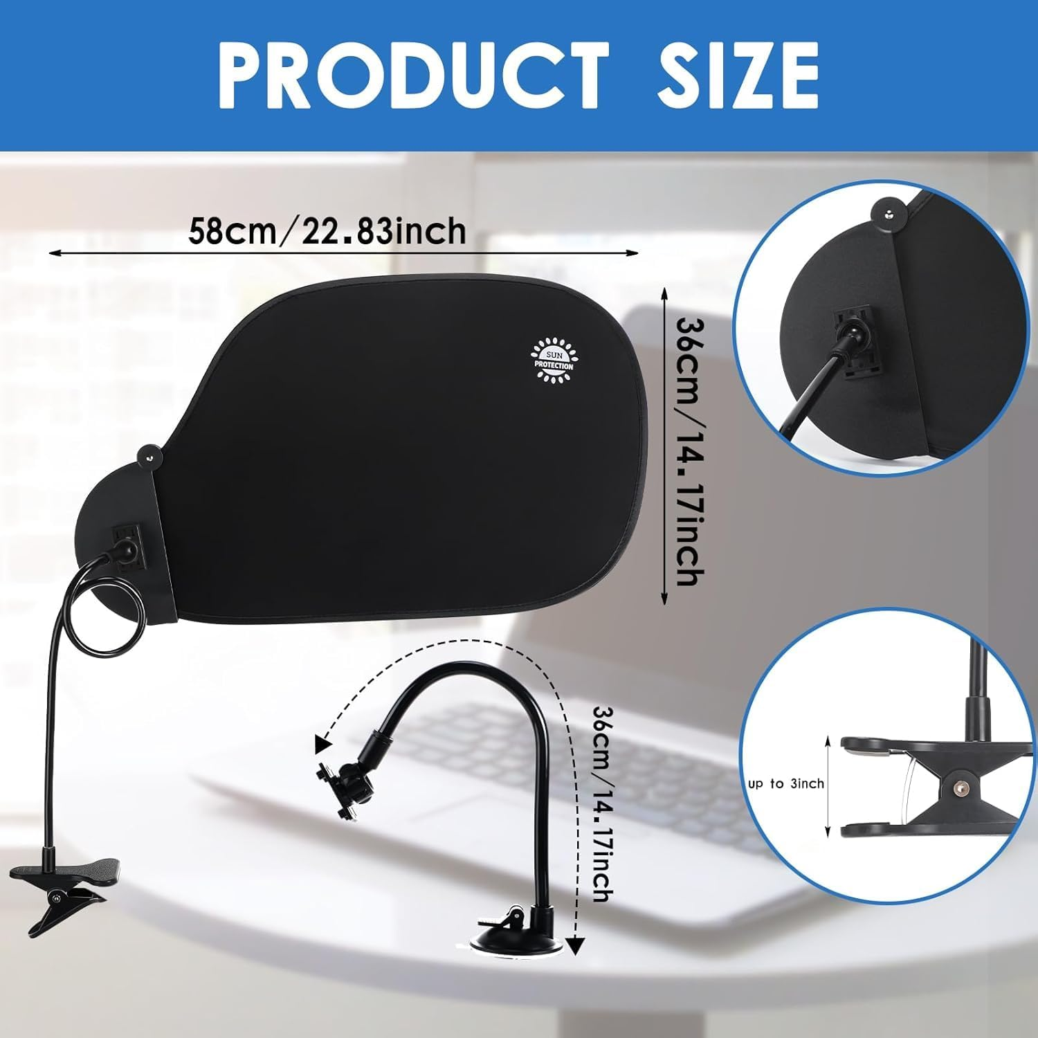 Uandhome Adjustable Office Cubicle and Desk Shade,Flexible Desk Light Blocker for Privacy, Glare Reduction, and Comfort,Essential Office Desk Accessories image number 2