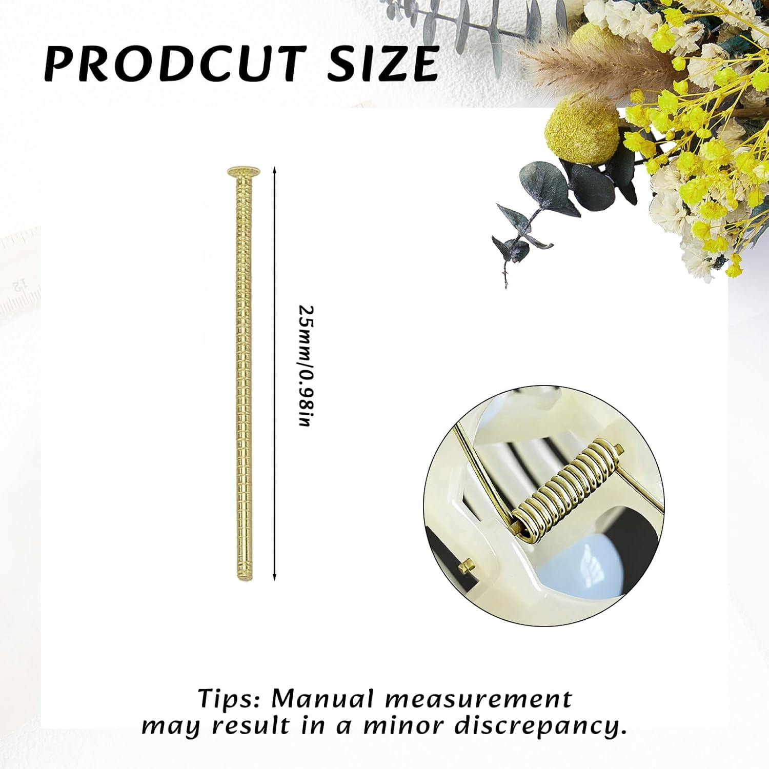 NICENEEDED Pack of 5 Central Axle Bars for Hair Clip Spring Replacement 25 Mm Golden Central Axis for Repair Parts of Square and Rectangular Butterfly Jaw Clamps image number 2