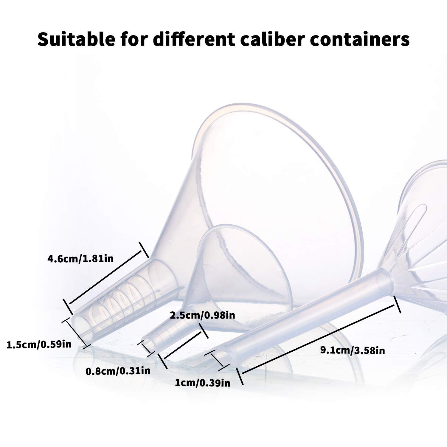 Plastic Funnel Set, 3 Pcs Lab PP Funnels, 100Mm X 1, 75Mm X 1, 50Mm X 1 (Pack of 3) image number 5