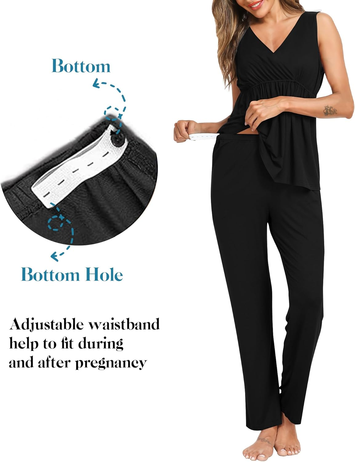 SWOMOG Maternity Nursing Robe Set 3 Piece Postpartum Breastfeeding Pajamas 3 in 1 Hospital Labor Delivery Pregnancy Pjs image number 4