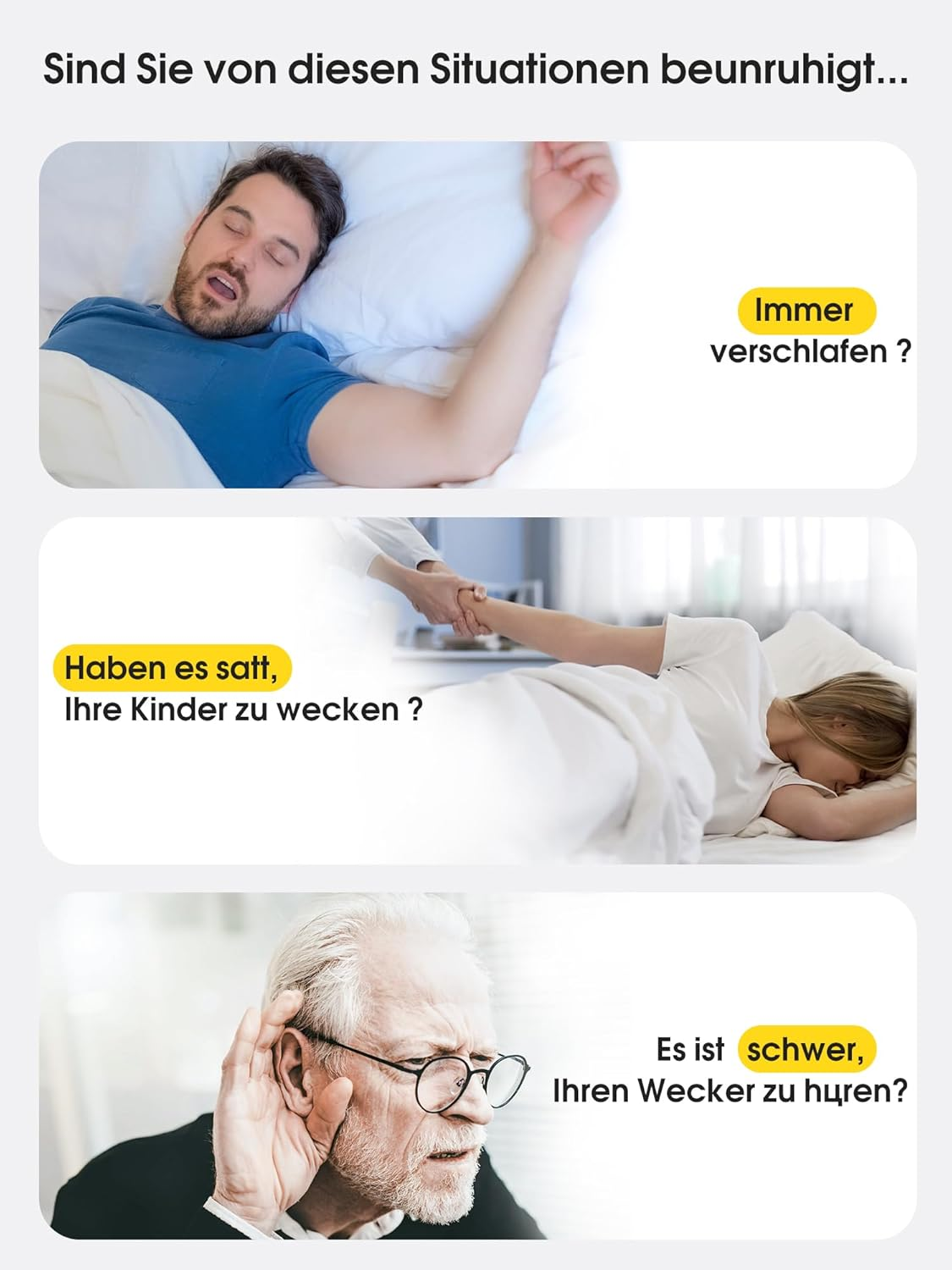 Roxicosly Vibrating Alarm Clock under Pillow,Portable Travel Alarm Clocks Battery Powered,Digital Loud Alarm Clock with 3 Vibrating & Wake-Up Modes,Dual Alarm,Snooze,Dst,Weekday/Weekend (Black) - Light Black image number 3