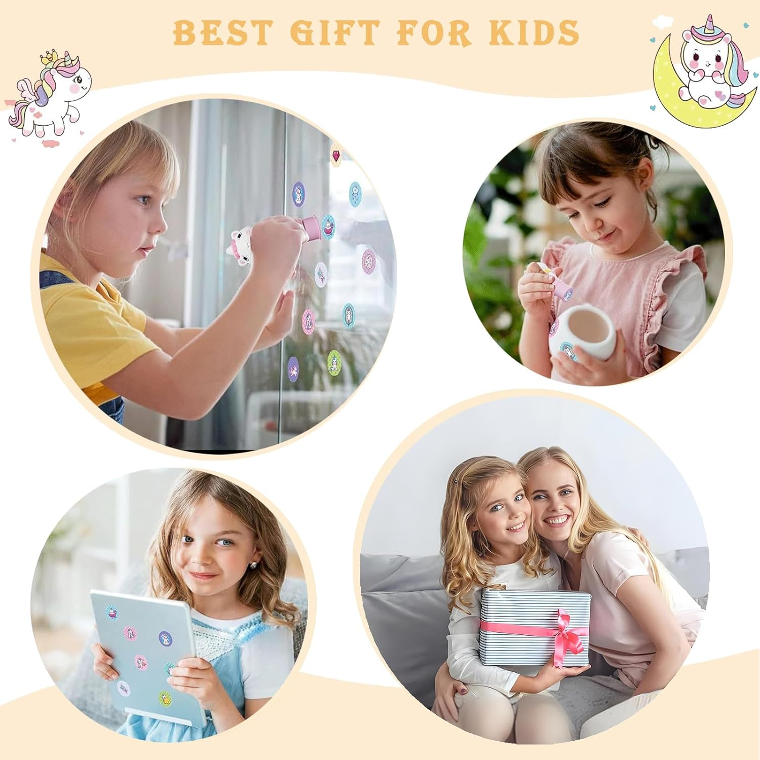 Checkzed Colorful Fun Stickers Stamper,24Page Magic Seal, 1 Pack Sticker Book, 200 Pack Stickers, Arts and Crafts Fidget Collectible Character - Creative Play Travel image number 3