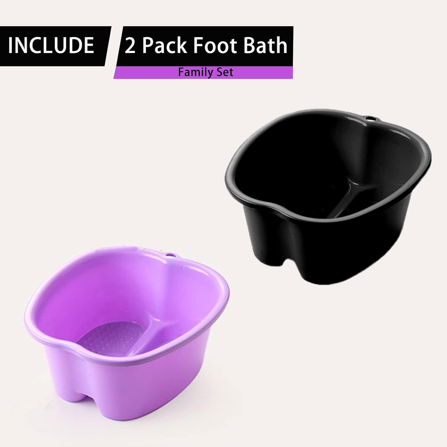2 Pcs Foot Soaking Bath Basin - Large Foot Soaking Tub Foot Bath Spa Wash Basin Foot Bucket Foot Soaking Tub Feet at Home (Purple/Black) image number 6