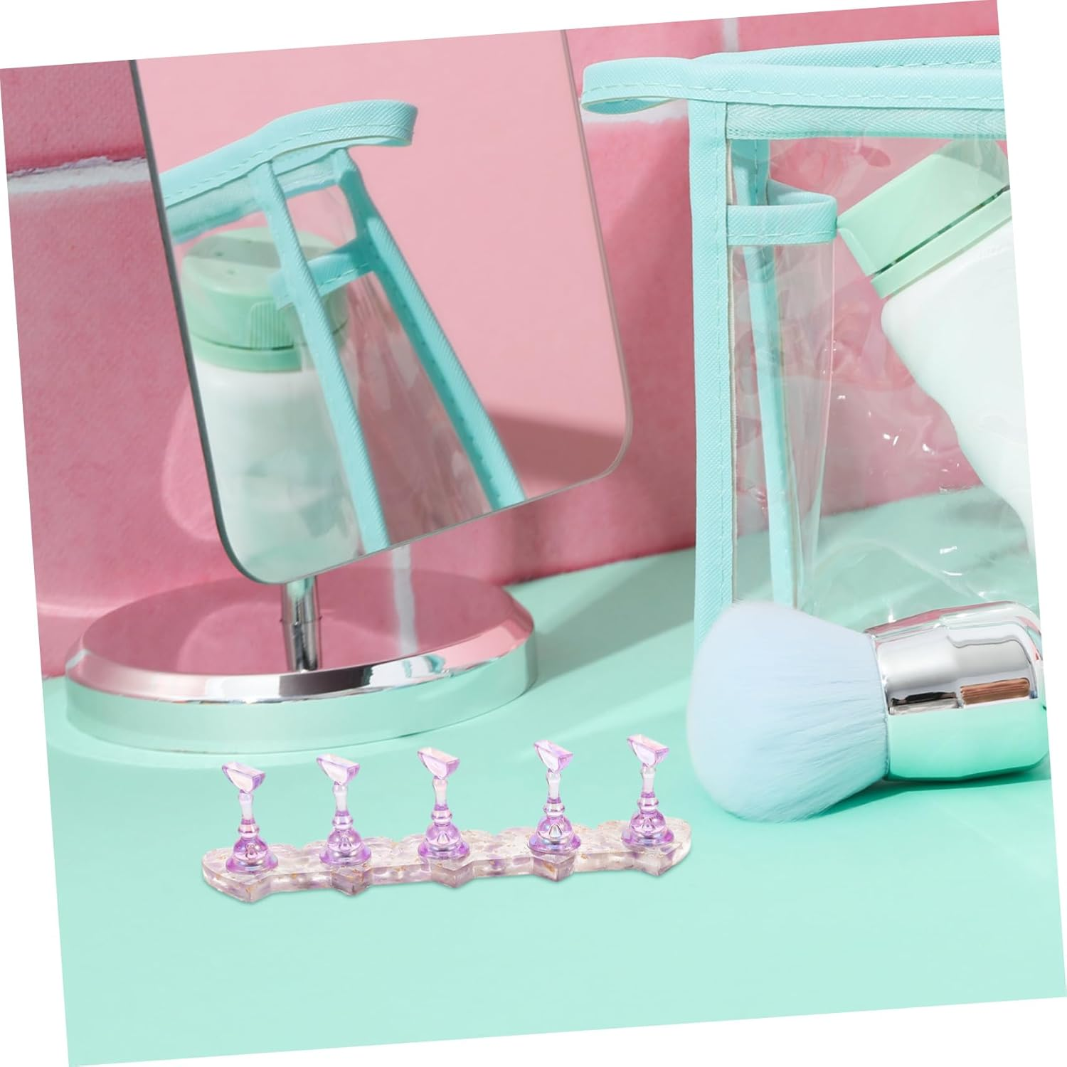 CALLARON Iridescent Nail Practice Tips Holder for Beginners Lightweight Portable Fake Nail Display Stand for DIY Art Enhance Skills with Realistic Feel Suitable for Home and Teaching Use image number 2