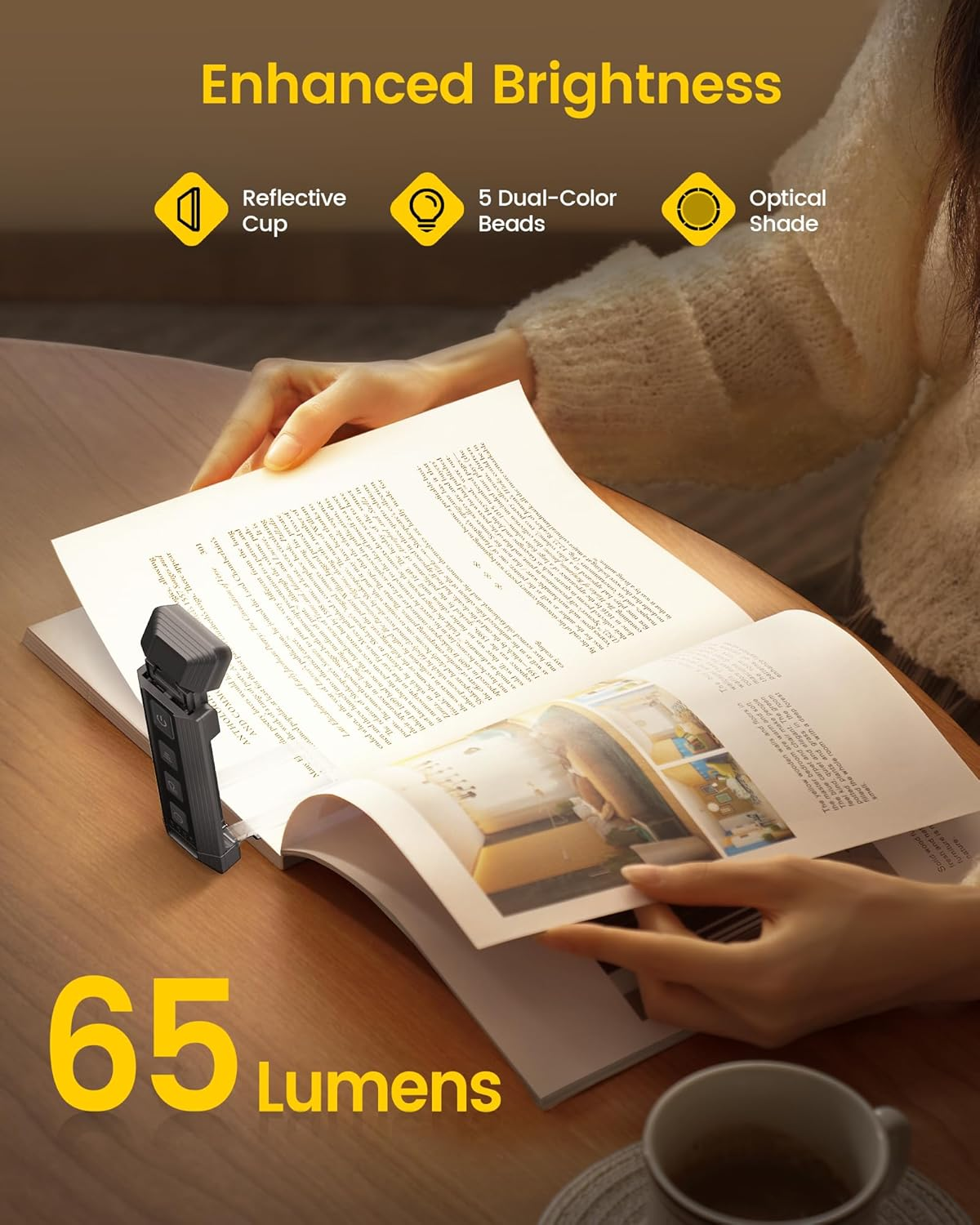 Glocusent Extendable Book Light for Reading in Bed, 5 Enhanced Brightness & 3 Colors with Sleep Aid & Timers, USB Rechargeable Reading Light for Books in Bed, Ideal for Book Lovers