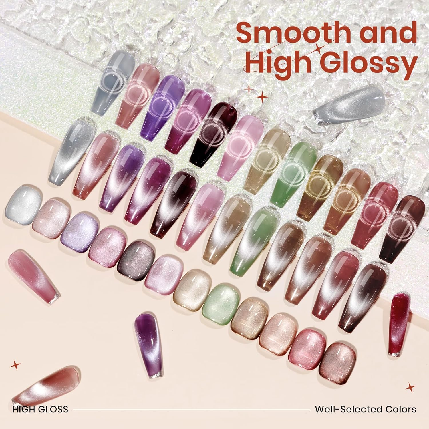 SUPWEE 12 Colors Cat Eye Gel Nail Polish Set with Magnetic Gel Polish Cateye Nails Jelly Crystal Effects 12 Colors Home Manicure for Women Girl image number 1