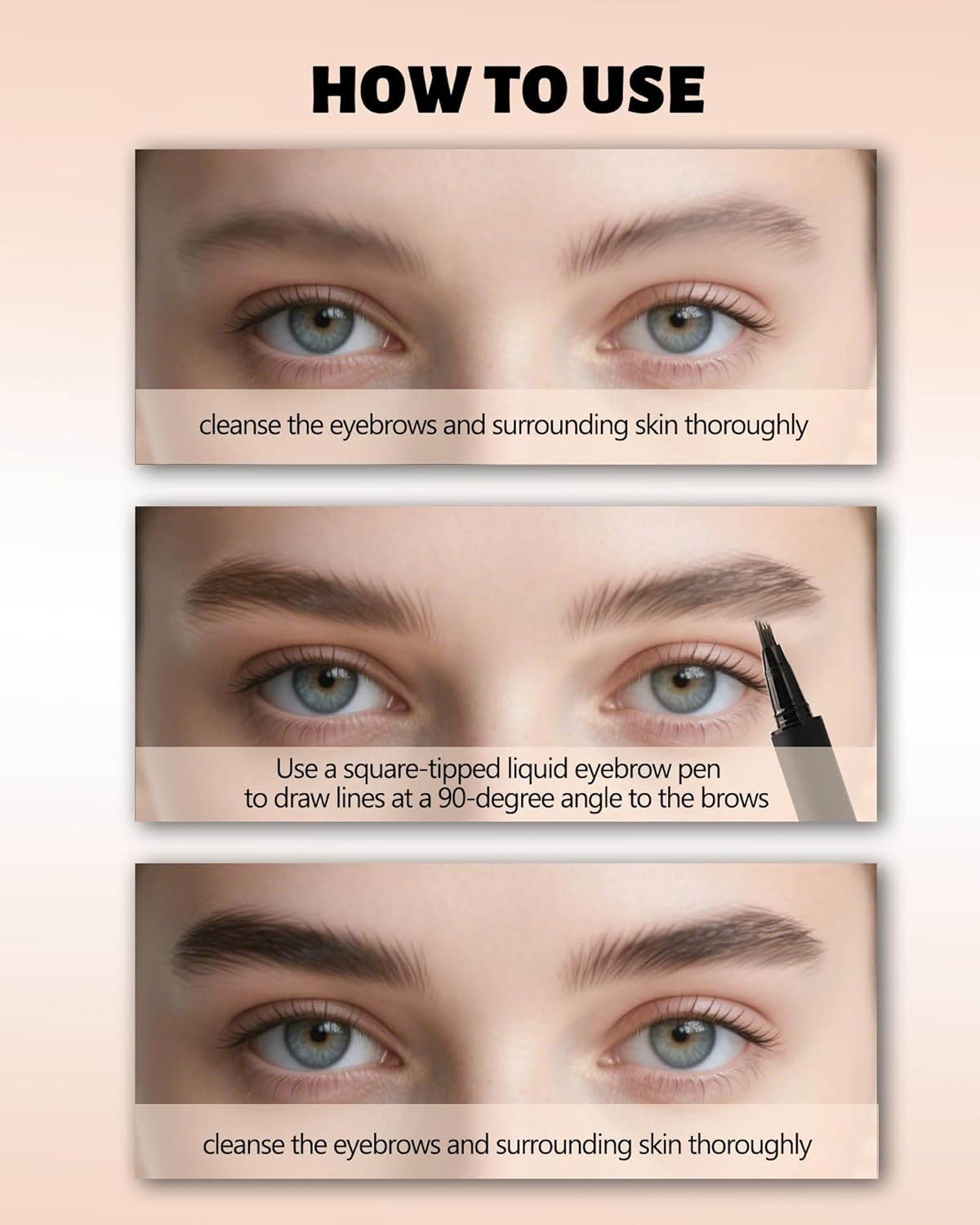 Microblading Liquid Eyebrow Pencil, Eyebrow Pencil, Waterproof, Smudgeproof, Multiple Fork Tip Hair Drawing, Precise Brush Tip, Long Lasting Formula, Women'S Makeup Lasts All Day 03 Grey