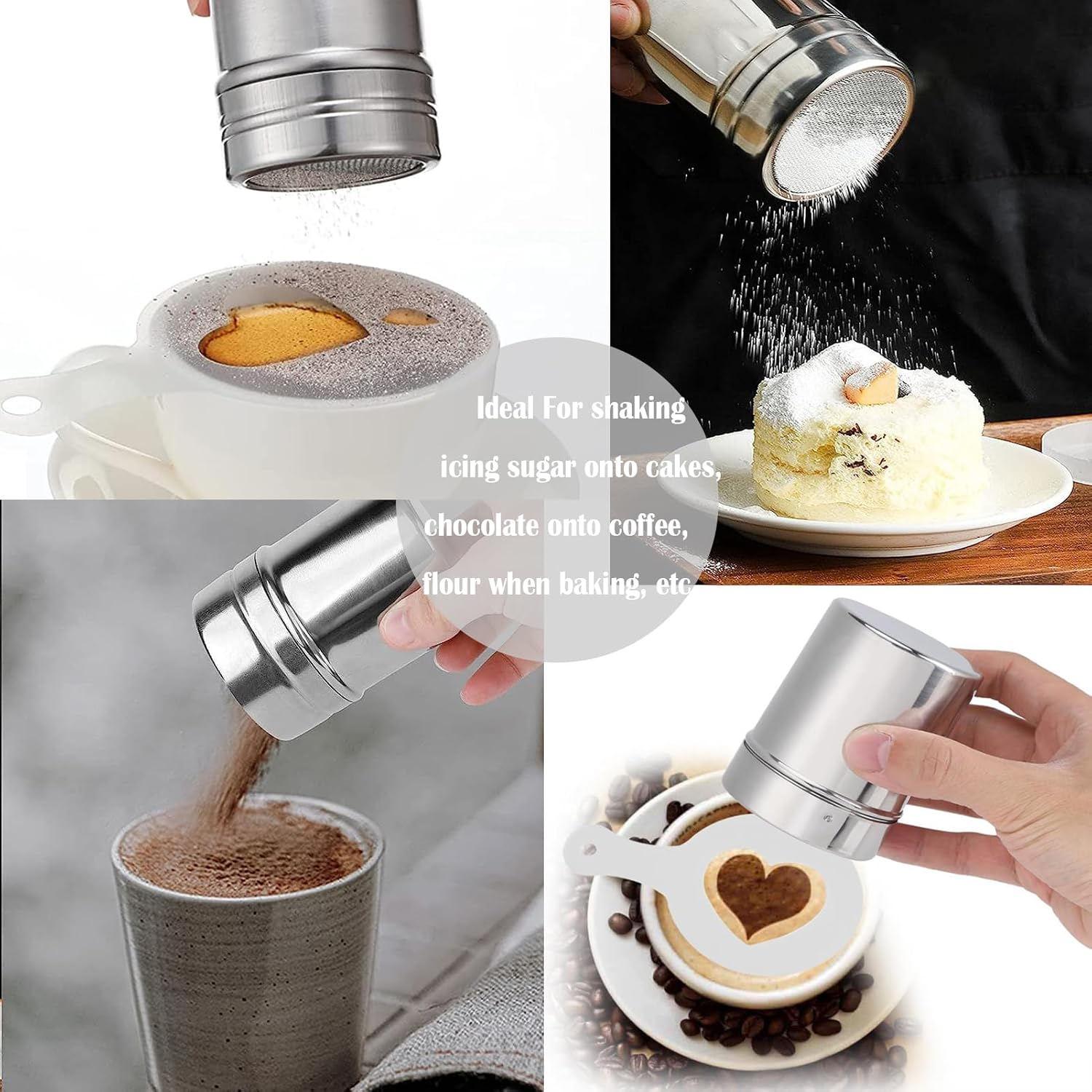 Milk Frothing Pitcher,20Oz/600Ml Milk Frother Cup Set,Stainless Steel Espresso Milk Steaming Pitcher,Stainless Steel Powder Shaker with Lid,16Pieces Coffee Decorating Stencils,Decorating Art Pen image number 3