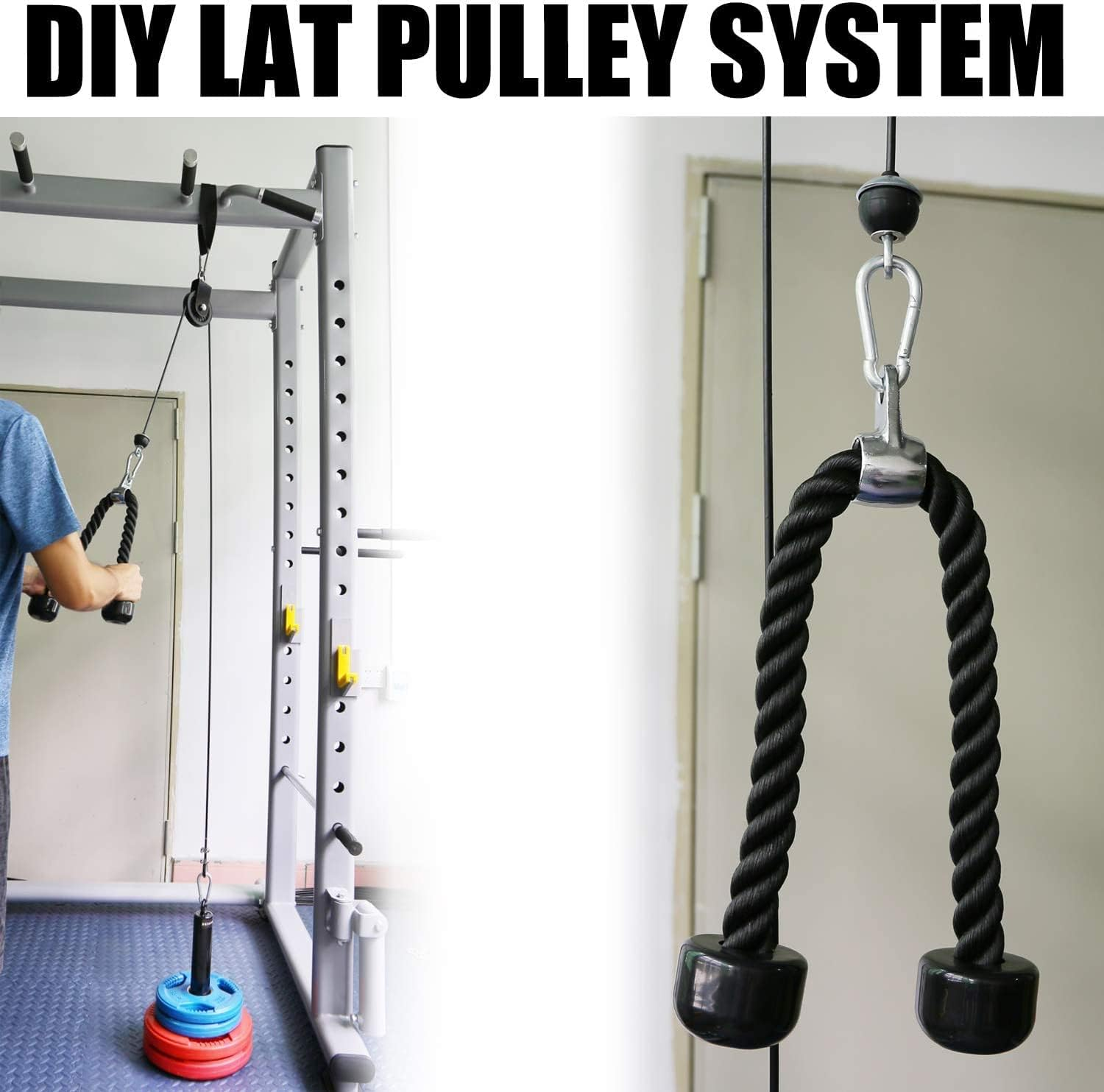 HCE LAT Pull down Bar, Tricep Ropes, Row Bar, Stirrup V-Bar, Wide Double D Machine Handles, Rotating Curl Bar, Push down Bars, AB Crunch Pad, Resistance Band Handle, - Gym Cable Attachments Accessories for Smith Machine image number 2