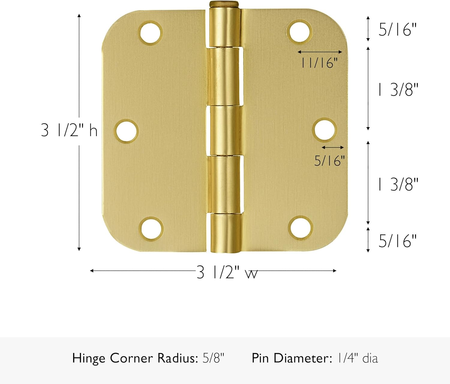 Design House Door Hinge, 3.5 in X 3.5 In, 5/8 in Radius, Interior, Rounded Steel, Removable Pin, Pre-Lubricated, Easy to Install, Satin Brass Finish, 9 Pack, 191130 - 9, Matte Black image number 2