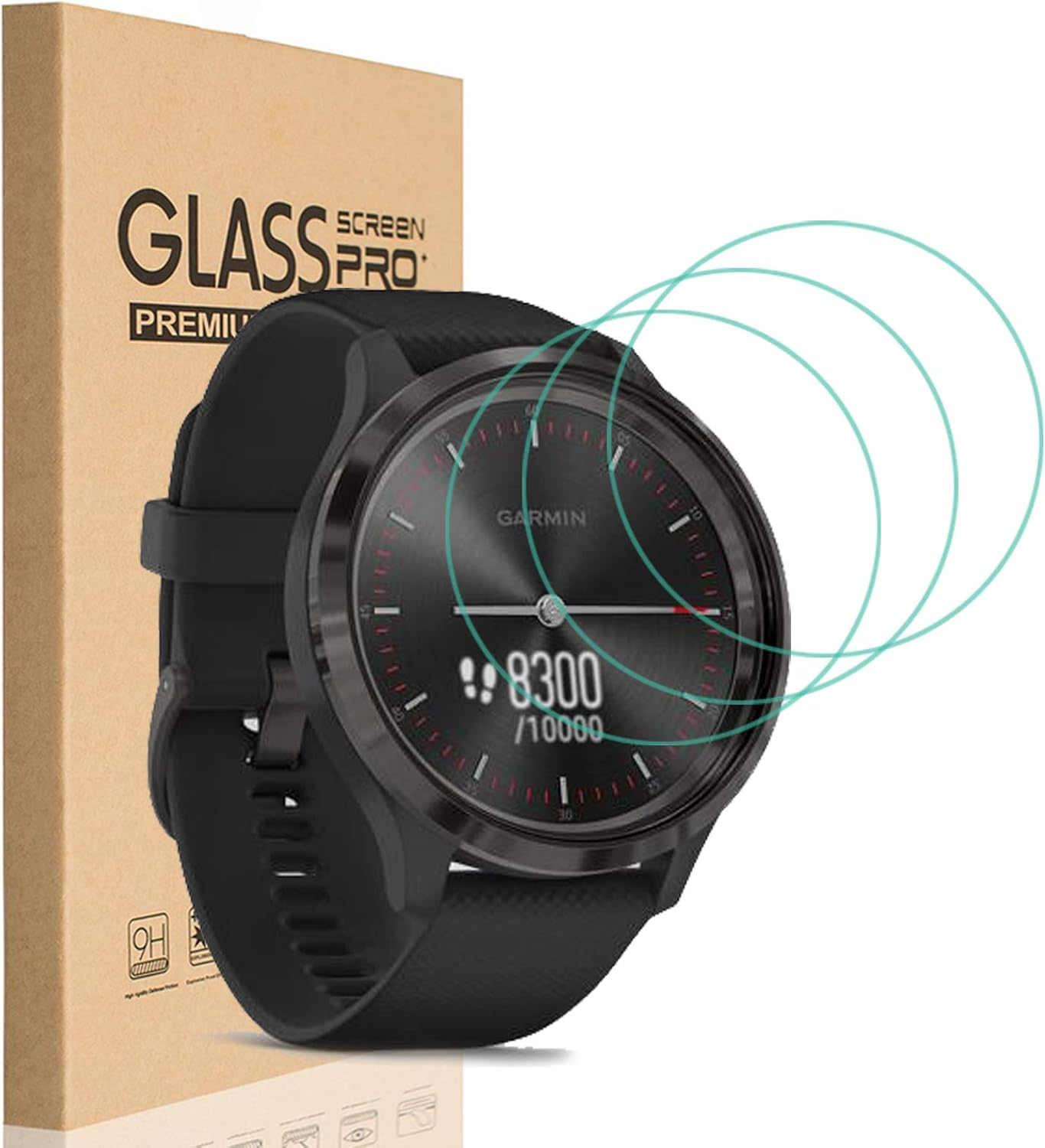 HEYUS [3 Pack] for Garmin Vivomove 3S Screen Protector, 9H Hardness Scratch Resistant Tempered Glass Screen Protector Protective Film Cover for Garmin Vivomove 3S image number 1