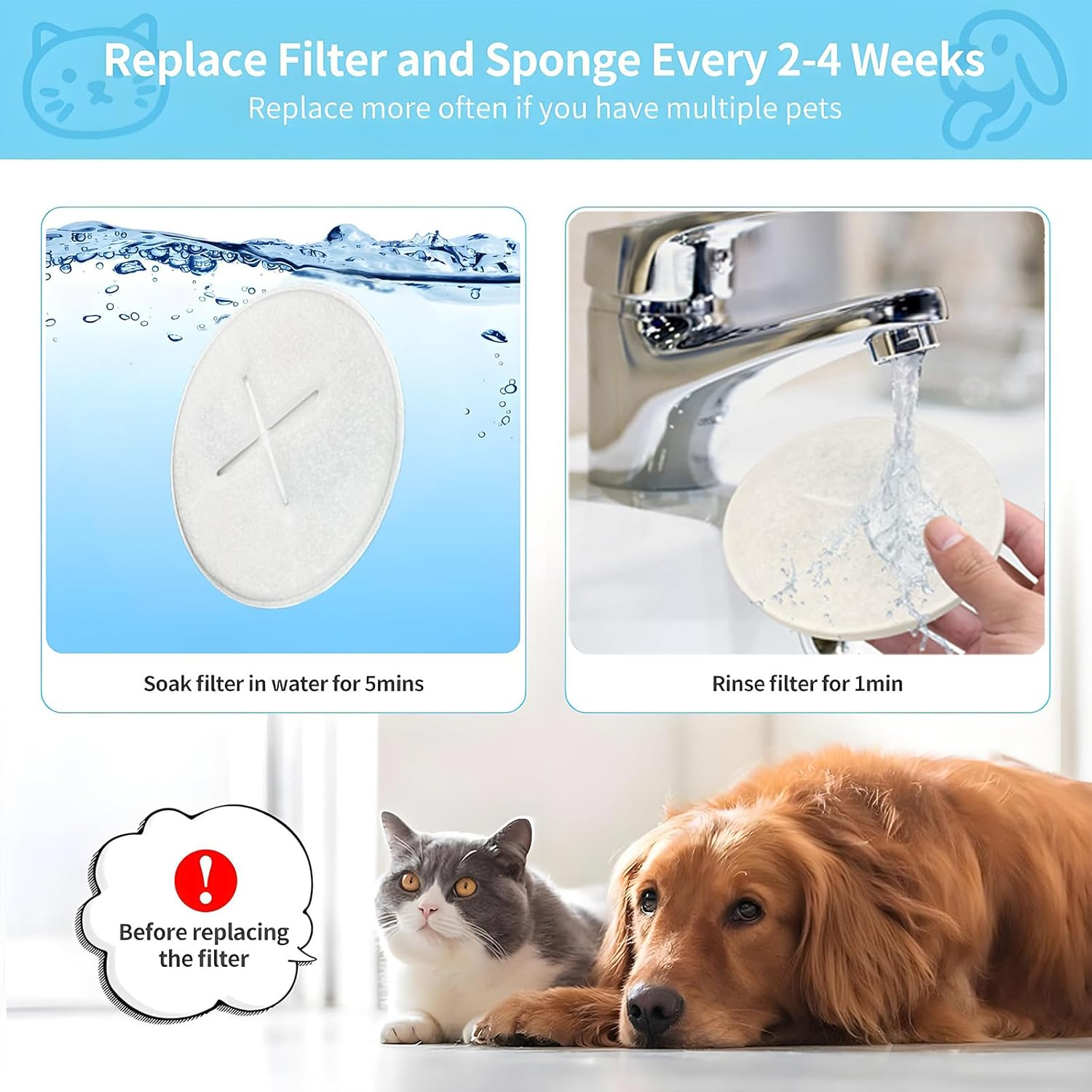 7L Cat Water Fountain Filter, Wireless Dog Water Fountain Filter image number 1