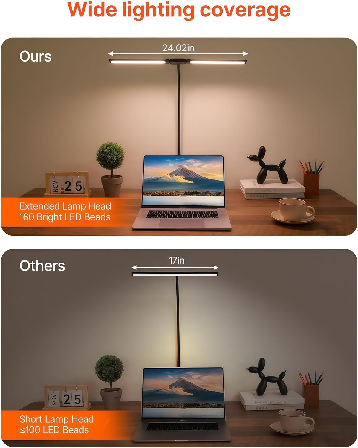 LED Desk Lamp with Clamp, Double Head Architect Desk Lamp for Home Office, Eye-Caring Desk Light with 360&deg; Adjustable Gooseneck, 50 Lighting Modes & Timer Function for Studying Working Drawing image number 1