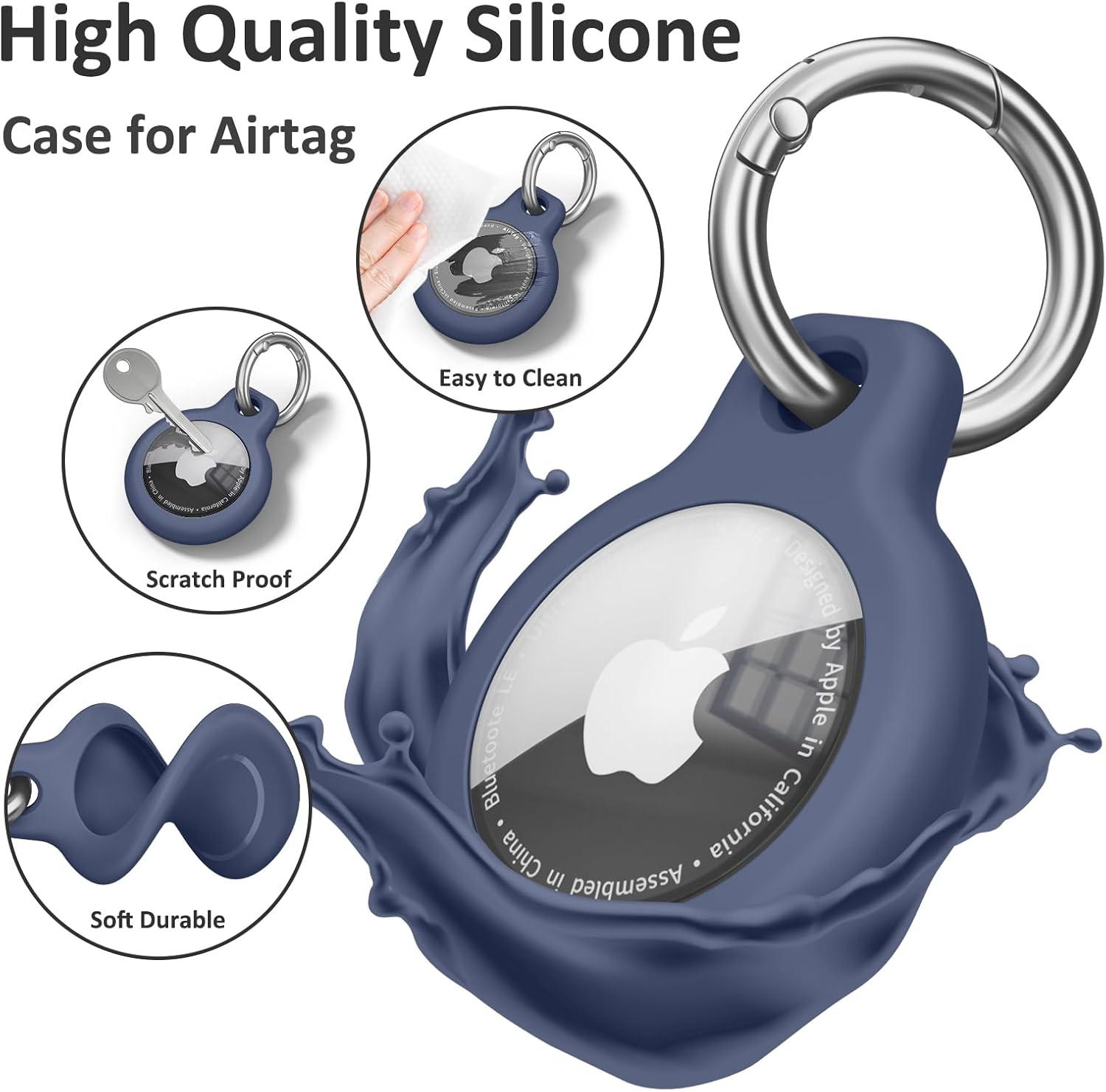 Meliya Case for Apple Airtag Holder with Keychain, 3 Pack Anti-Scratch Protective Case Compatible with Air Tag GPS Tracker Holder, Key Chain Airtag Accessories image number 6