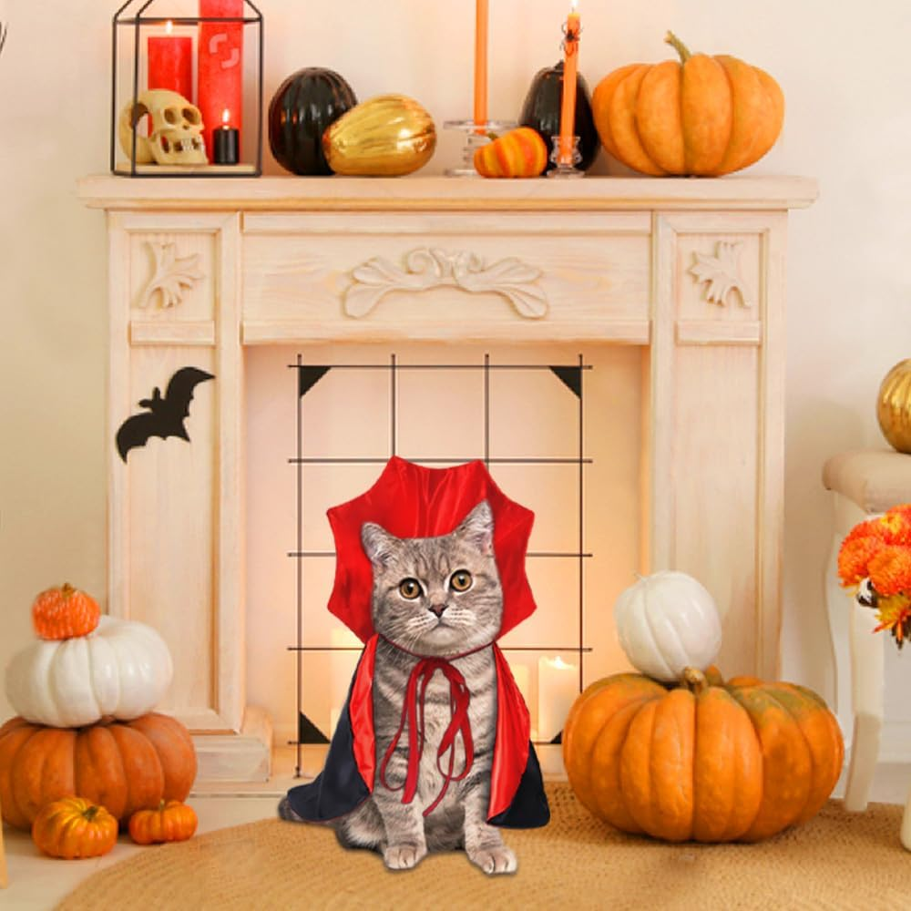 Halloween Pet Cape Costume - Vampire Cloak, Wizard Outfit, Witch Cosplay Apparel, Party Costumes for Small Medium Dogs and Cats - Pet Supplies Accessories image number 3