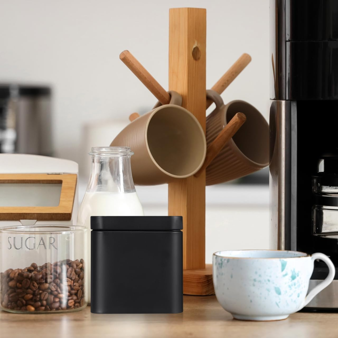 Luxshiny 10Pcs Black Square Metal Tin Containers for Storage, Portable Airtight Tea Canisters for Loose Leaf Tea, Multi-Purpose Small Storage Boxes for Candy, Medicine, and Accessories image number 2