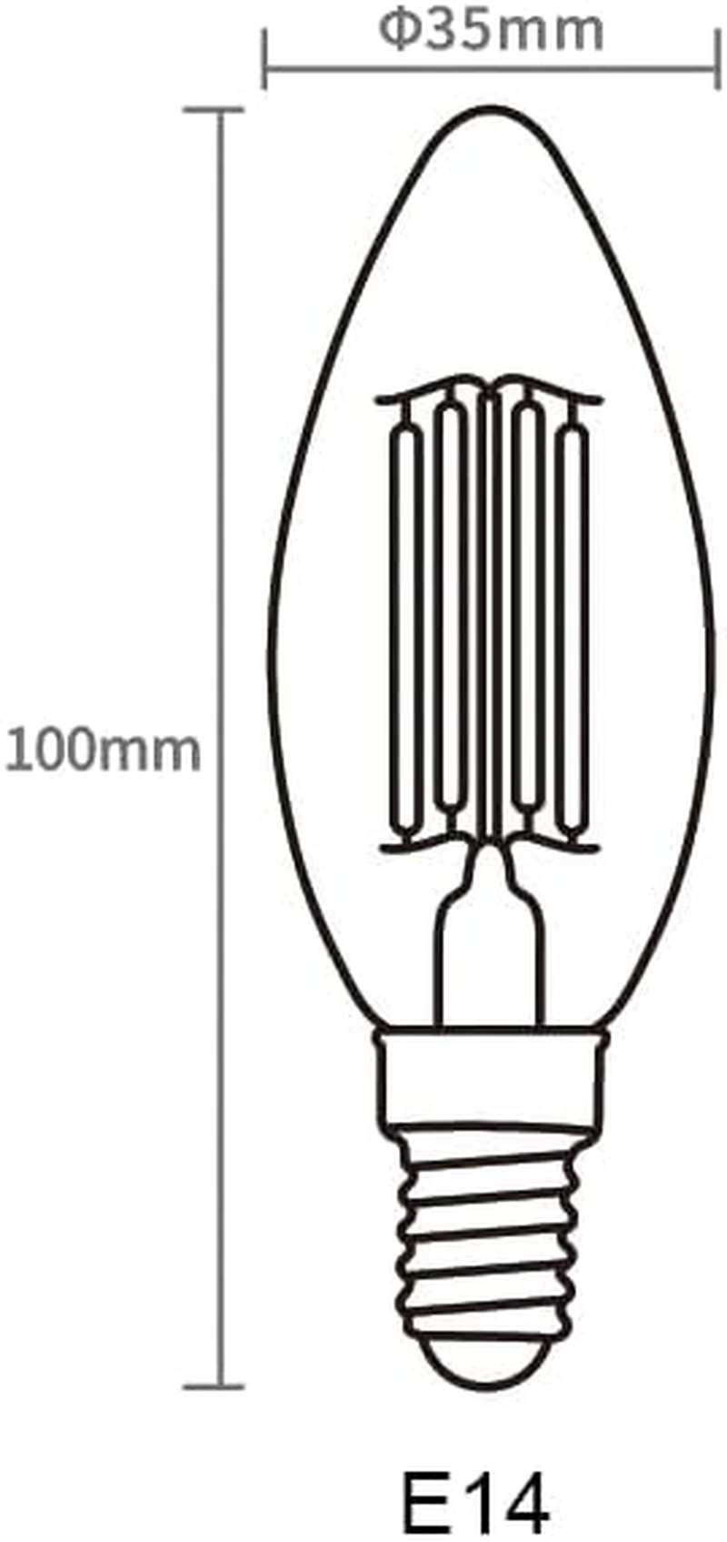 Candle Shape LED Filament Lamp E14 Base 4W 6000K Day Light Glass Bulb Globe 450 Lm 360&deg; Beam Angle SAA (5) image number 1