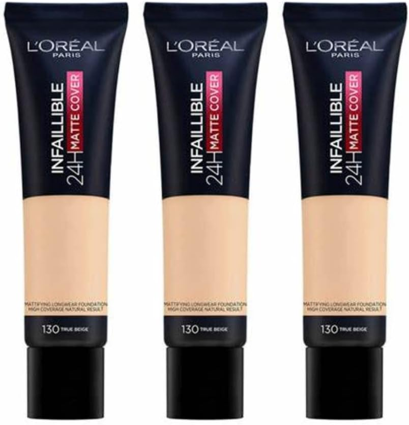 3 X New L'Oreal Infallible 24H Matte Cover Foundation 30Ml - 130 True Beige