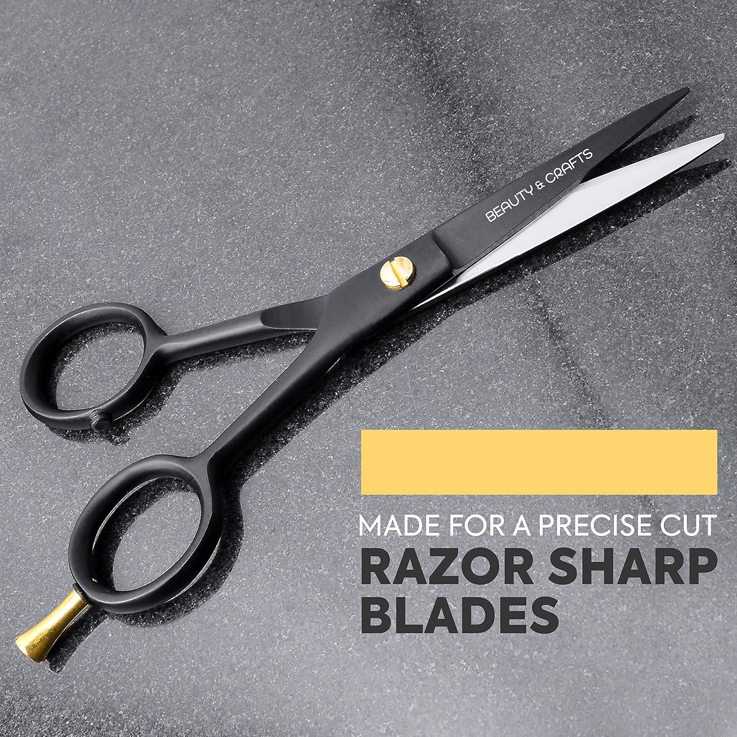 Beauty & Crafts- 5'' German Beard Mustache Scissor- 2 Mustache Combs for Facial Hair with Beautiful Pouch - Beard Trimming Scissors Use for Grooming, Cutting, and Styling of Mustache (Black) - Black With Tweezer image number 7