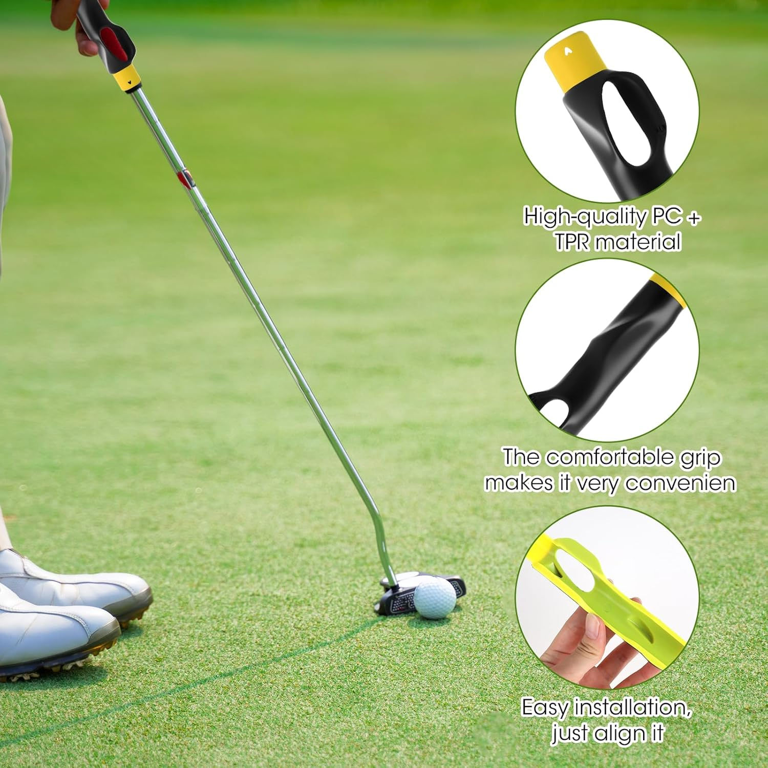Bushhaven Golf Grip Trainer, Yellow Professional Golf Training Aid for Indoor & Outdoor Practice, Ideal Golf Club Attachment for Beginners & Advanced Players to Correct Hand Positioning image number 4