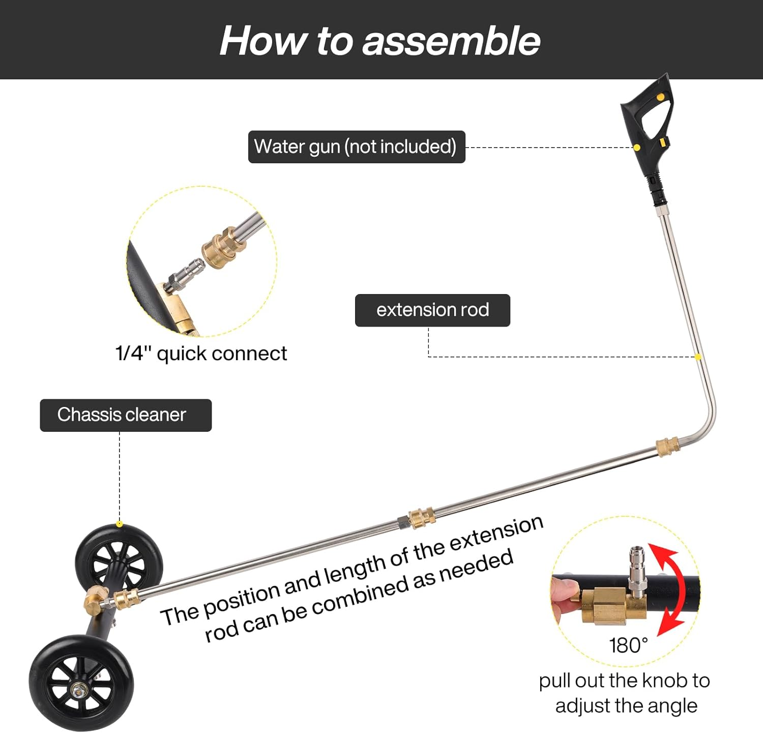 Pressure Washer Undercarriage Cleaner, 16 Inch Undercarriage Washer, Pressure Washer under Car Cleaner with Straight Extension Wand, 4000 PSI image number 5