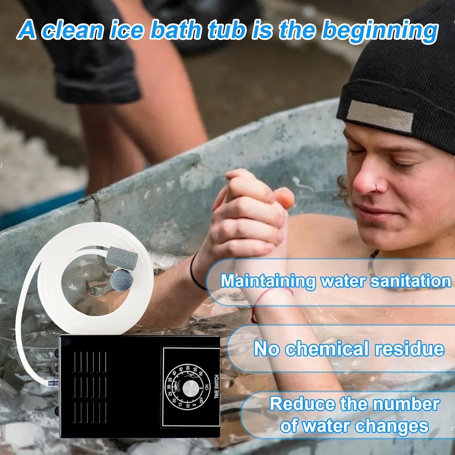 GUSUCIN Ozone Generator for Cold Plunge Tub Ice Bath, 1000Mg/H Ozone Generator with Timer for Ice Bath Tub, Ice Bath Cold Plunge Accessories, Keep Ice Bath Tub Clean for Longer image number 3