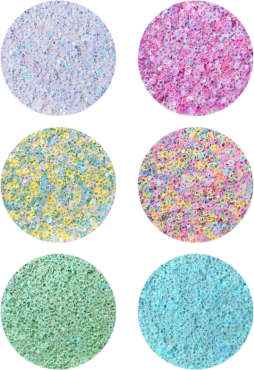 Nail Glitter 3D Laser Sequins Mixed Holographic Chunky Glitter Paillette Festival Rave Cosmetic Crafts Resin Accessories Tips Decor (Stars/ 6 Colors) image number 2
