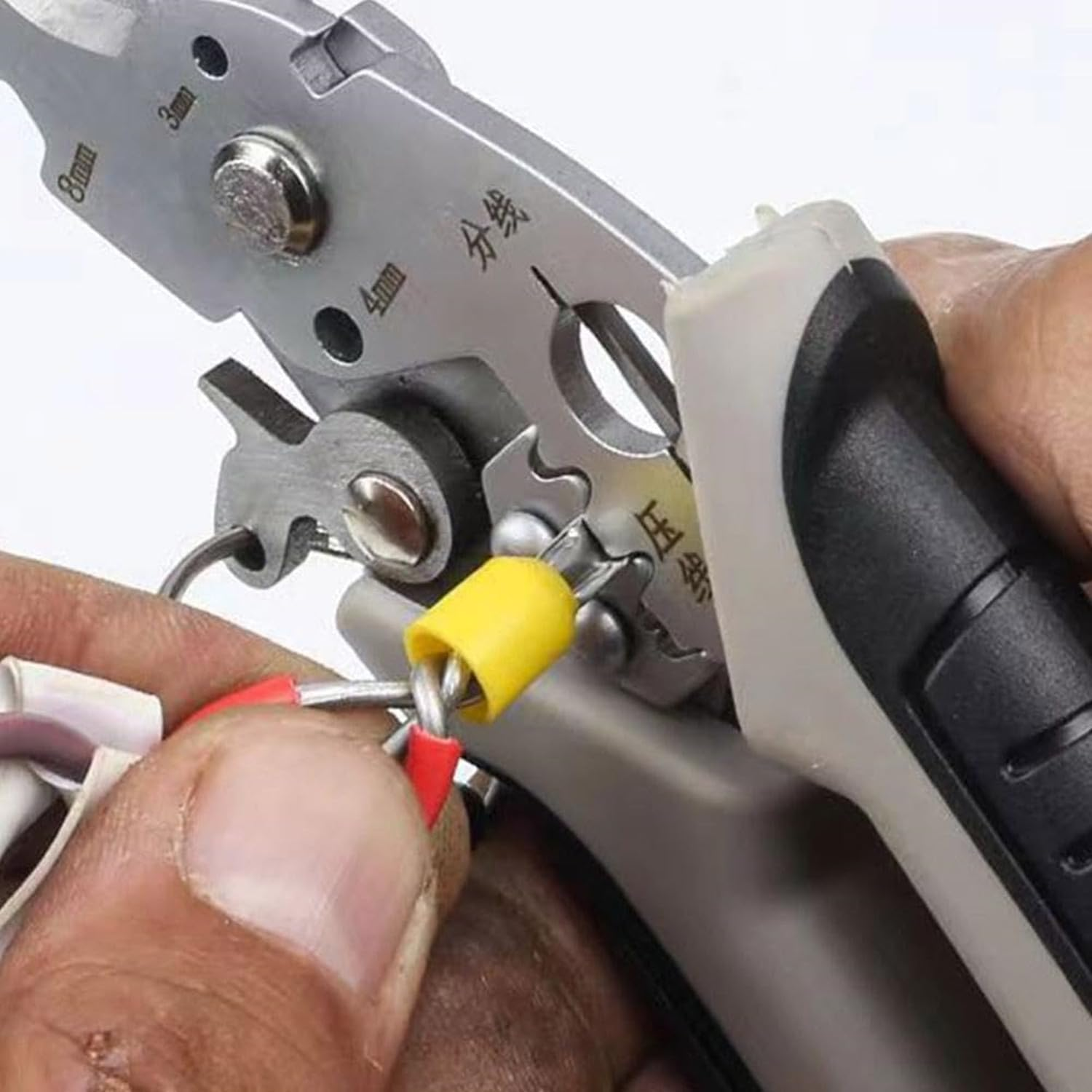 12 in 1 Wire Stripper with Elbow, 7.5-Inch Multifunctional Wire Stripper Crimper Cable Cutter Pliers, Electrician Hand Tools Professional Wire Stripping Tool Electric Wire Straight Head image number 5