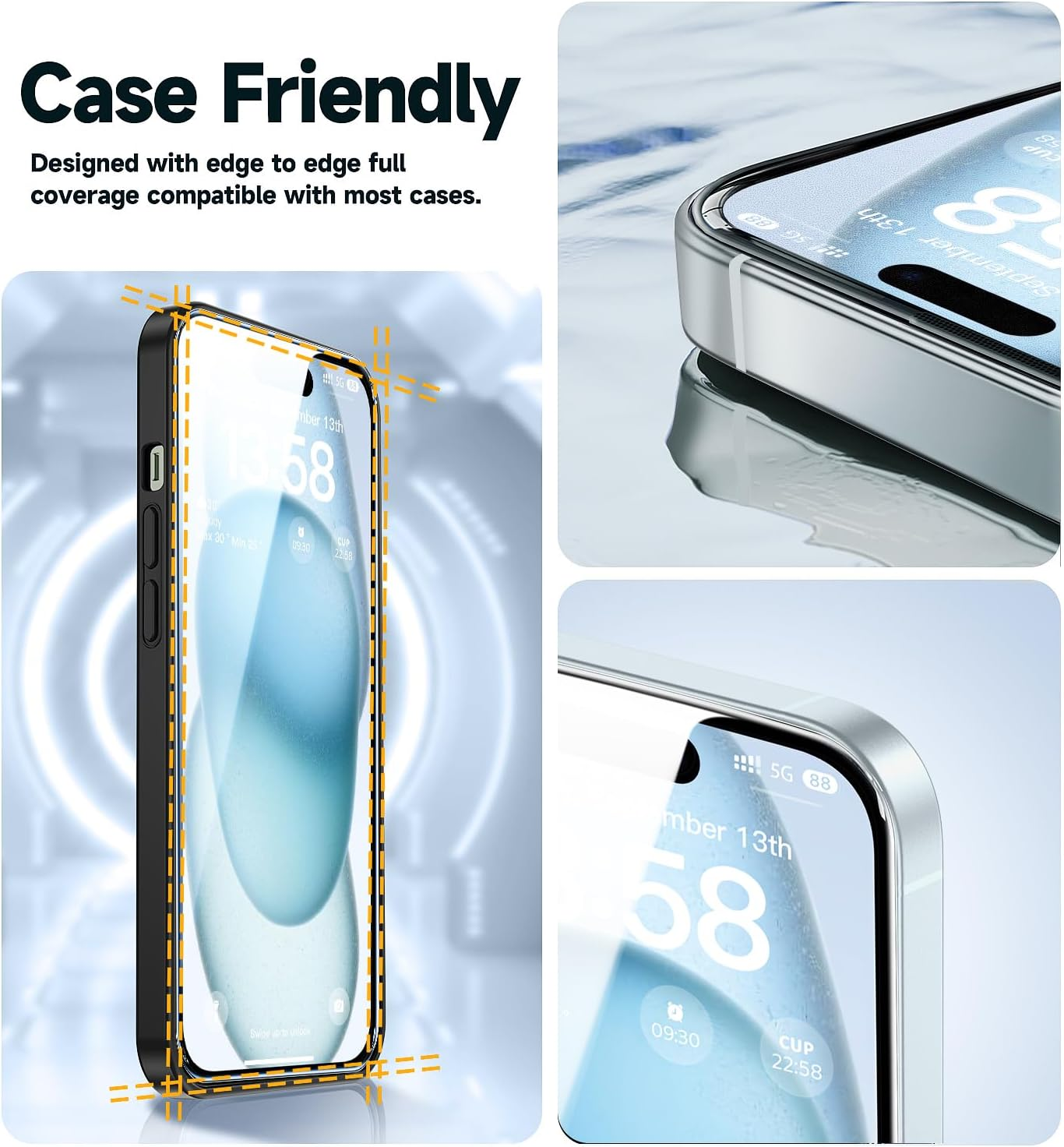 MAGIC JOHN 2 Pack for Iphone 15 6.1 Inch Tempered Glass Screen Protector, Auto Dust-Elimination, Bubble Free, HD Clear, Easy Installation image number 1