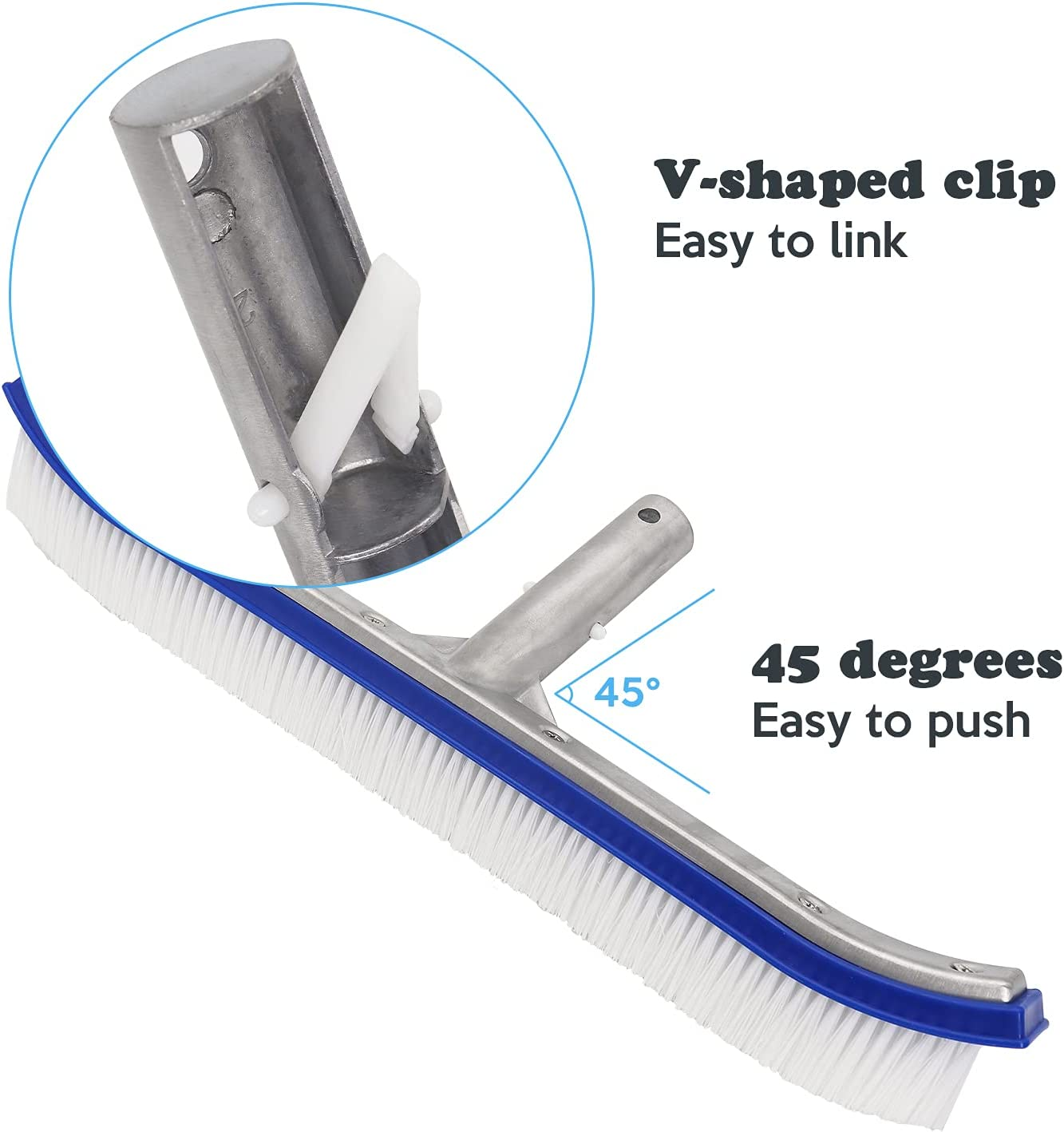 Pool Brush Valuehall 17 Inches Aluminium Swimming Pool Cleaning Brush Heavy Duty Pool Brush Head for Swimming Pool Bathtubs Walls Tile Floors V7G05 image number 1