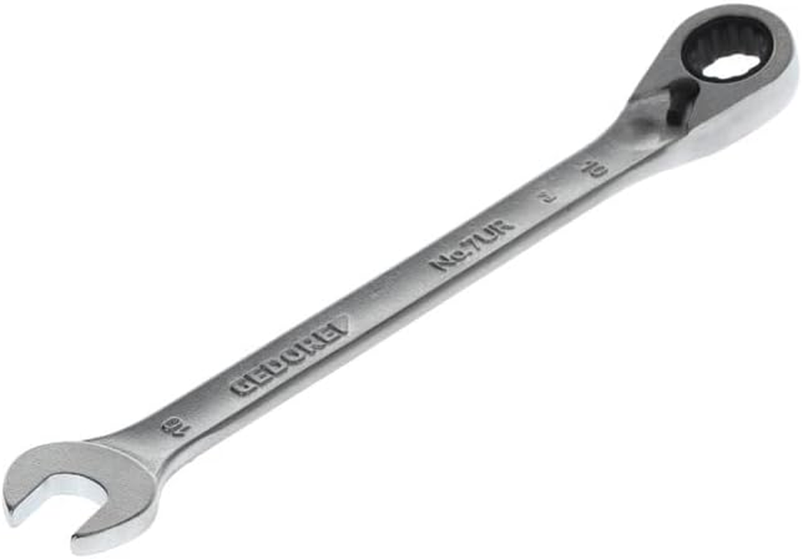 Gedore 10 Mm UD Profiles Open-End Wrench with Reversible Ring Ratchet, 160 Mm Length X 23 Mm Width X 7.7 Mm Height image number 1
