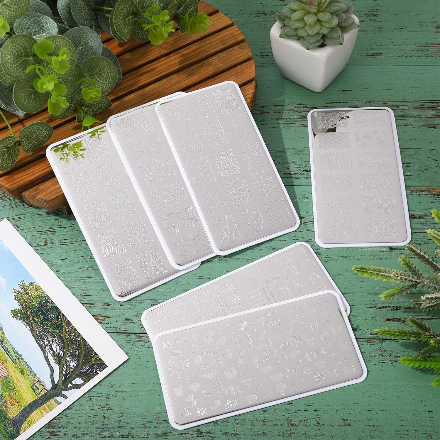 Whaline 6Pcs Animal Print Nail Plates Stamping Set Leopard Print Stamp Templates Nail Art Plates for DIY Print Manicure Salon Design Gift image number 1