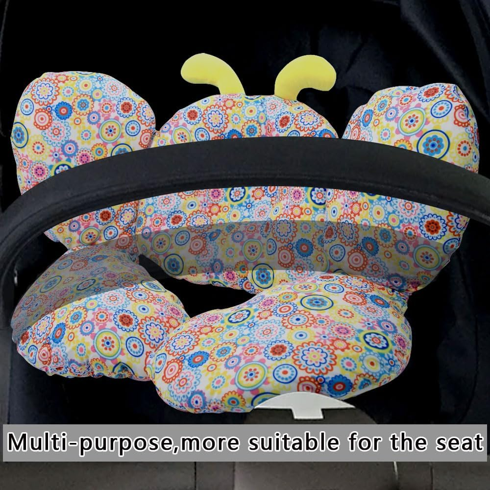 Jitejoe Baby Travel Pillow, Infant Head and Neck Support Pillow for Car Seat, for 0-4 Years Old Baby, Pushchair, Kid'S Neck Pillow, Soft and Skin Friendly, Baby Neck Pillow (Butterfly) image number 4