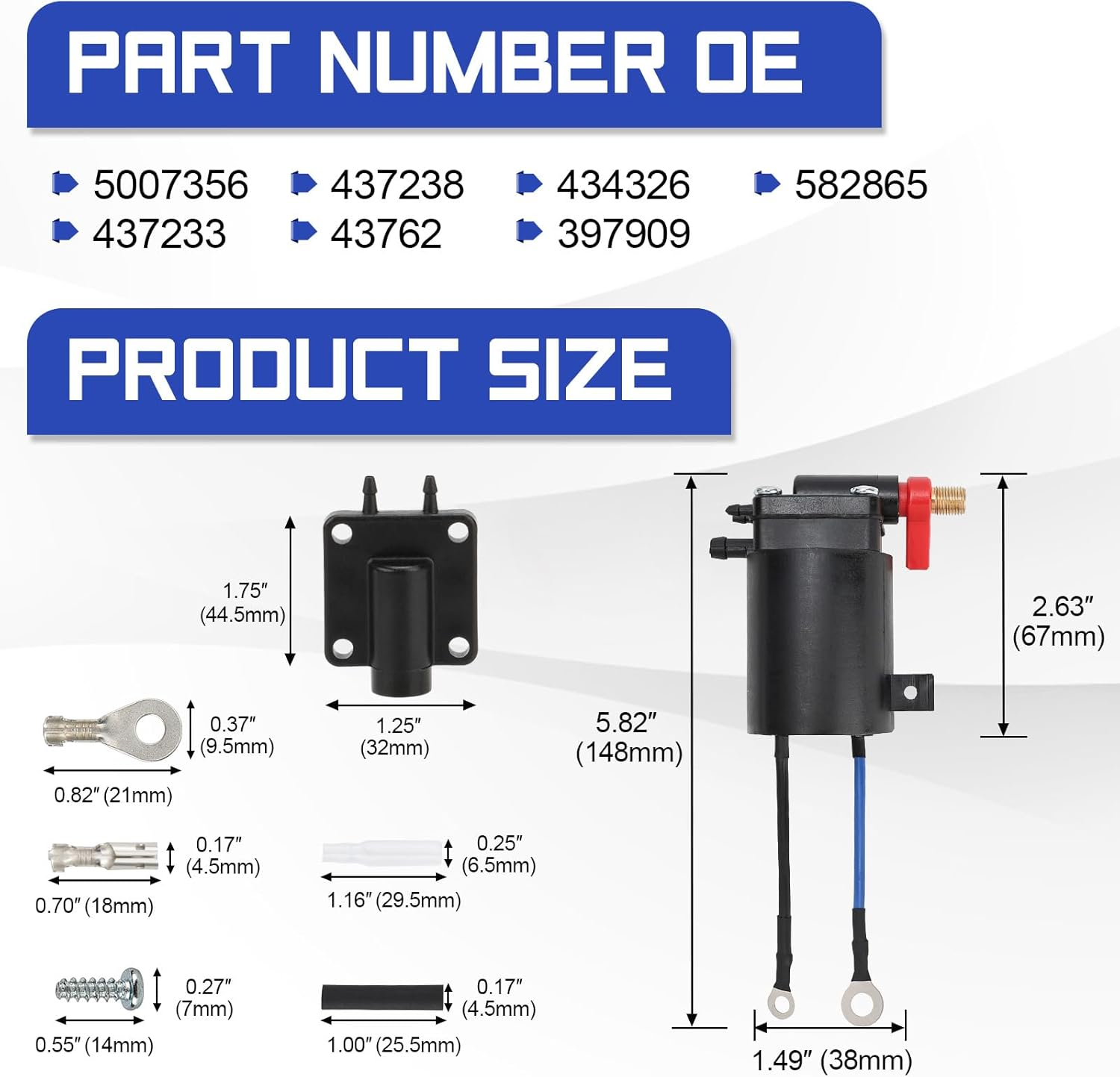 5007356 Fuel Primer Choke Solenoid for OMC Johnson Evinrude Replace# 5007356 5828665 397909 image number 1