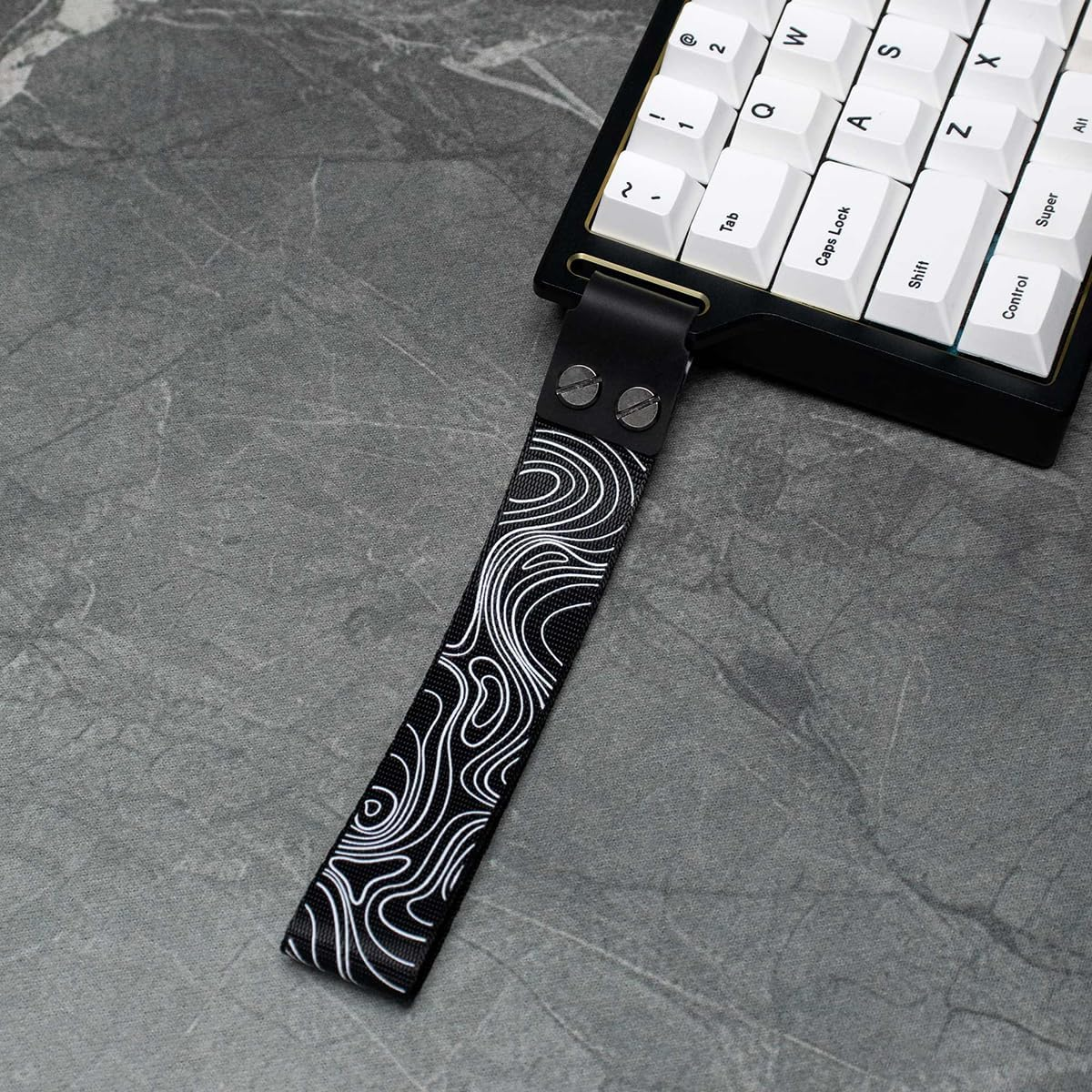 Custom Keyboard Straps Wooting 60He Snap Straps with Adhesive Topographic Pattern Straps for Multiple Mechanical Keyboards (Black) - Black image number 5
