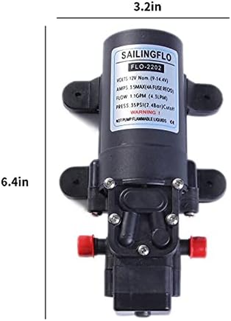 12V Pressure Diaphragm Pump with 360&deg; Spin Faucet/Tap and Pressure Switch for Boat/Caravan Motorhome,1.1Gpm 35 PSI on Demand Water Pump image number 5