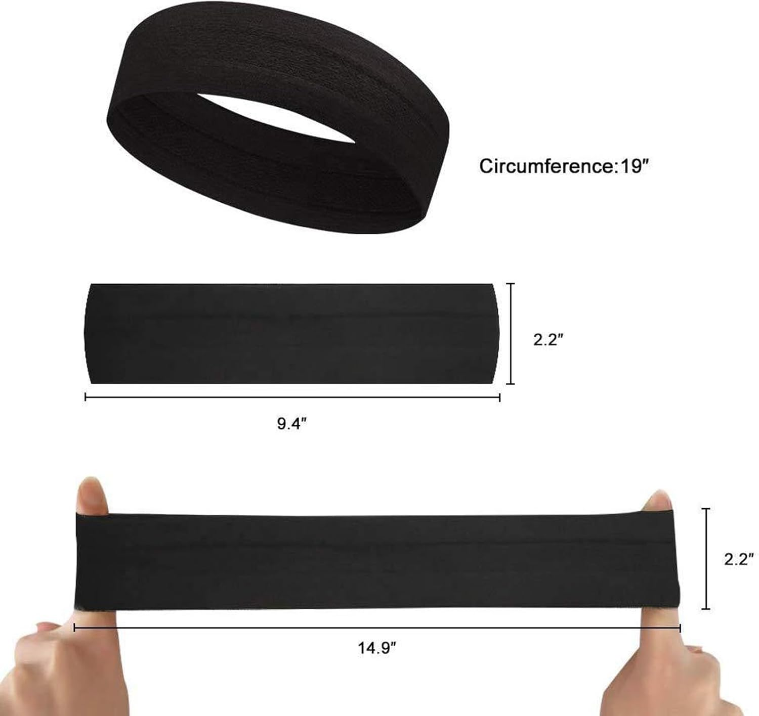 XUNQUCOM Men Women Sweat Wicking Sports Headband - Blue image number 3